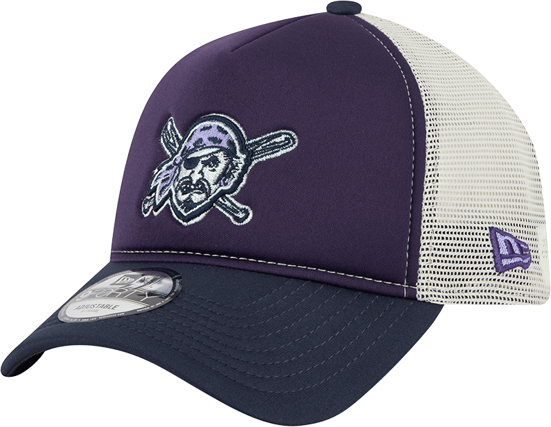 Pittsburgh Pirates Navy Purple 9FORTY A-Frame Trucker Hat