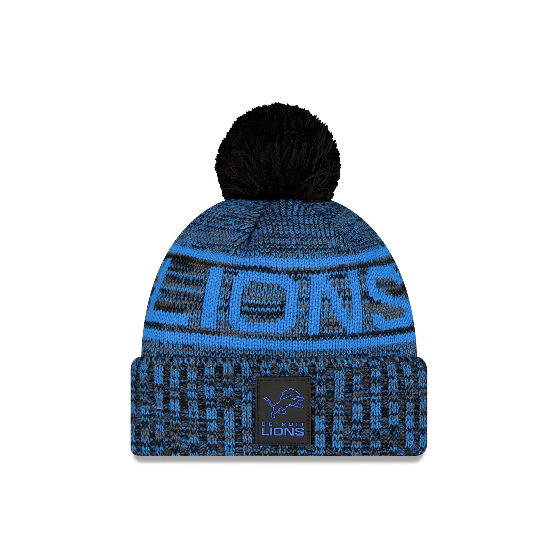 Detroit Lions 2025 Sideline Cold Weather Black Pom Knit Hat