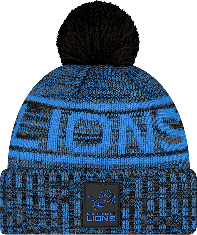 Detroit Lions 2025 Sideline Cold Weather Black Pom Knit Hat