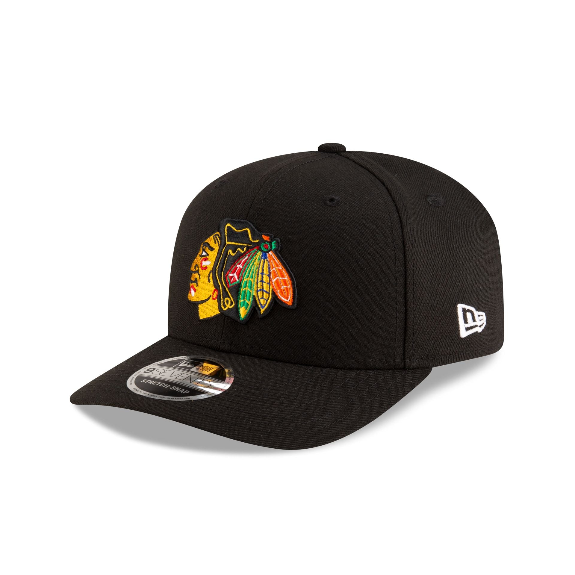 Chicago Blackhawks Team Black 9SEVENTY Stretch-Snap Hat - Nextgenmallstore