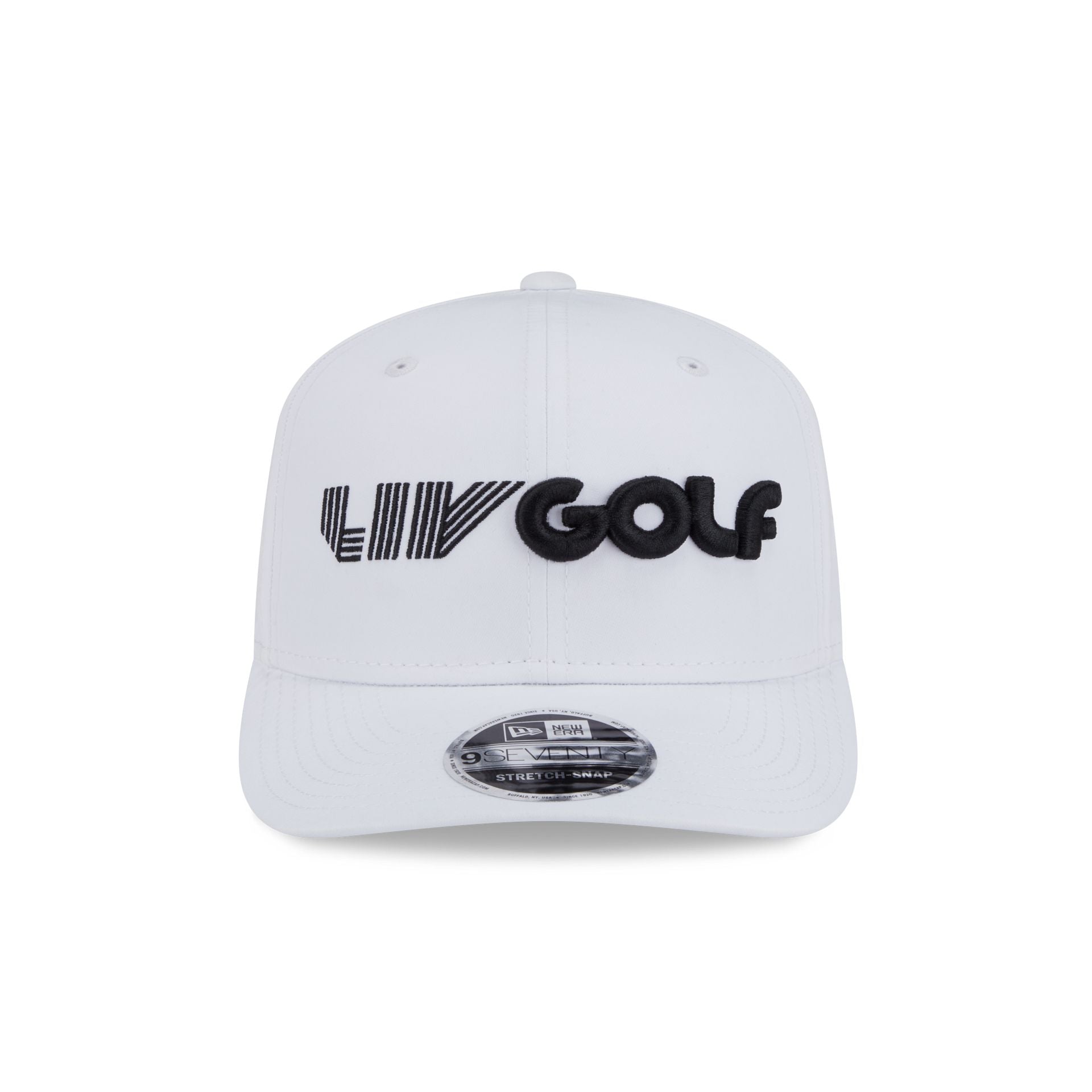 LIV Golf White 9SEVENTY Stretch-Snap Hat