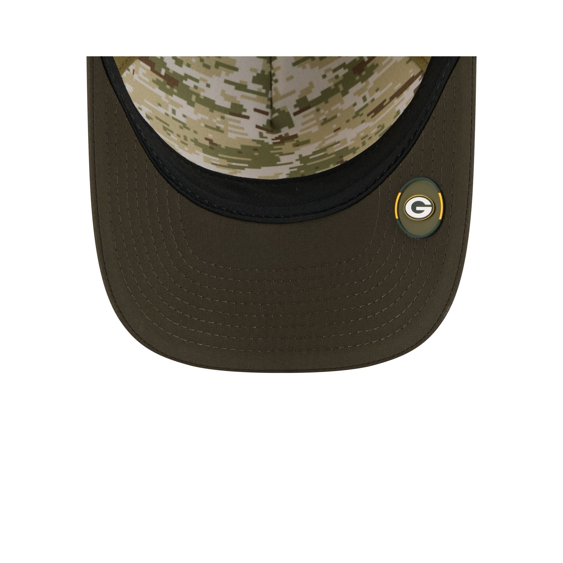 Green Bay Packers 2025 Salute to Service 9FORTY M-Crown A-Frame Trucker Hat