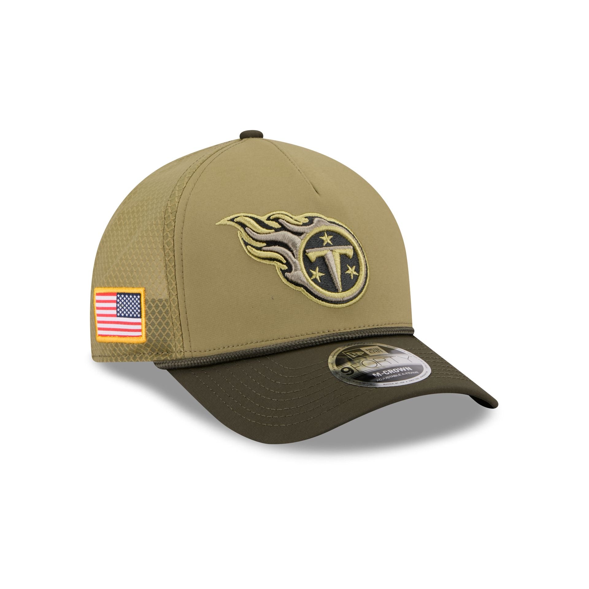 Tennessee Titans 2025 Salute to Service 9FORTY M-Crown A-Frame Trucker Hat - Nextgenmallstore