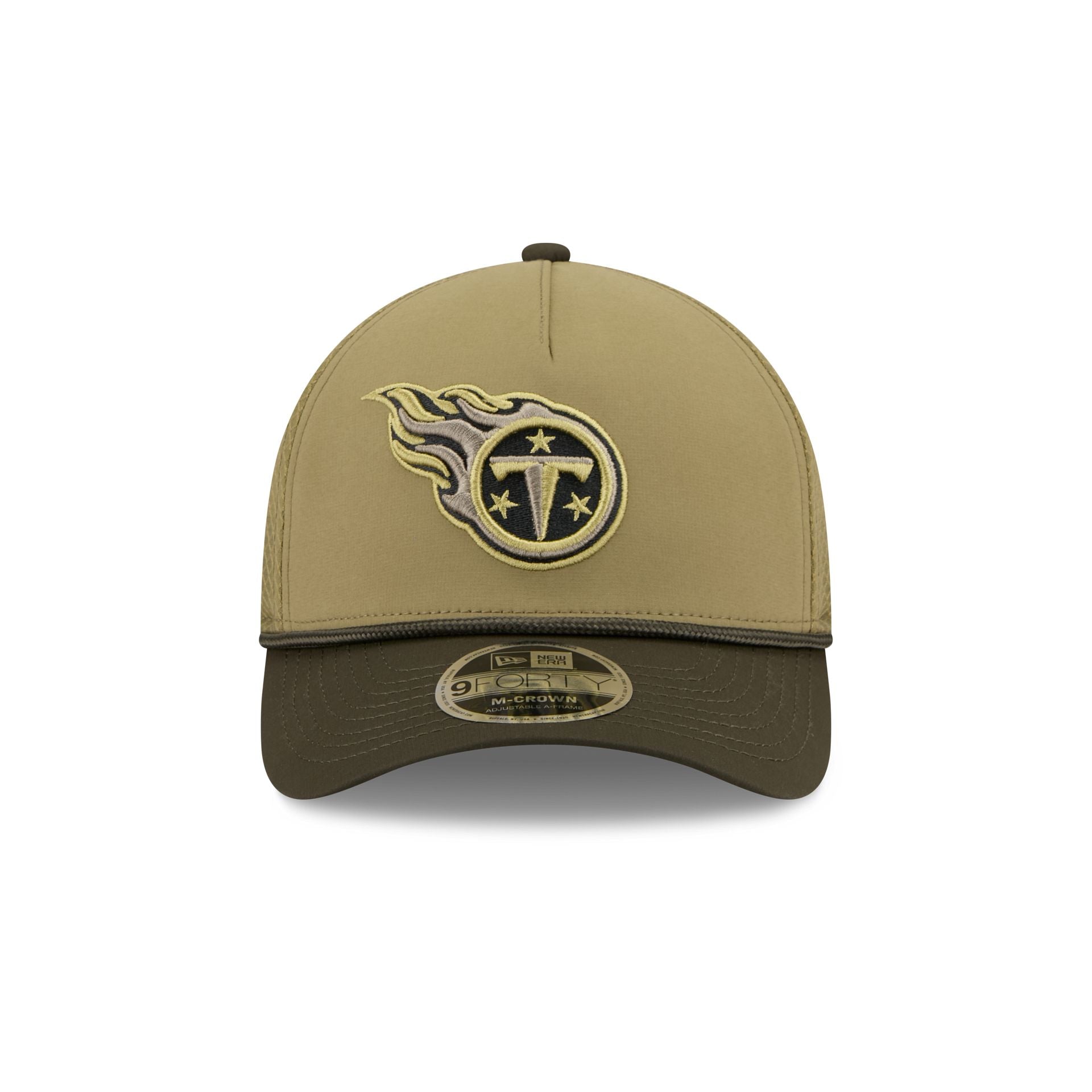 Tennessee Titans 2025 Salute to Service 9FORTY M-Crown A-Frame Trucker Hat