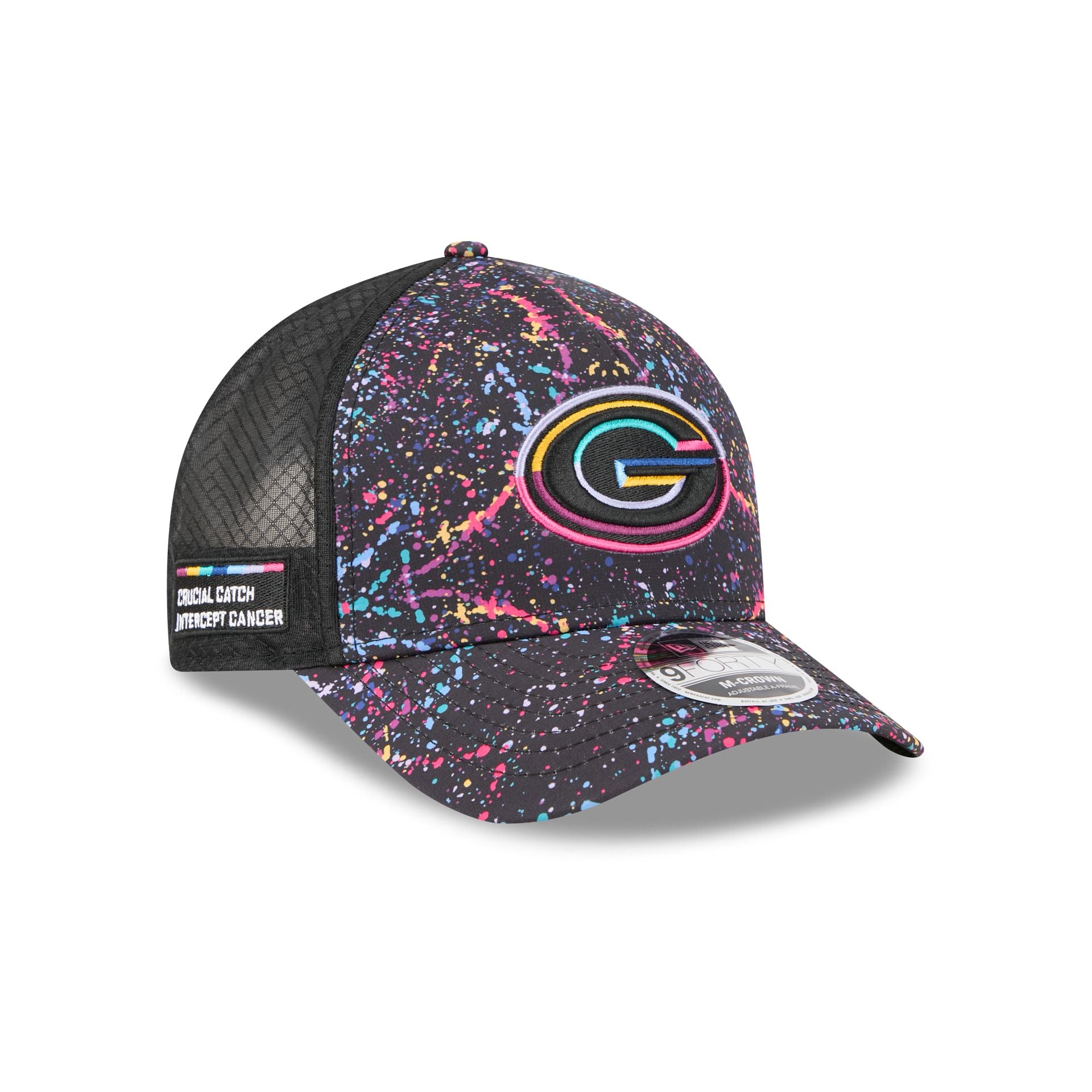 Green Bay Packers 2025 Crucial Catch 9FORTY M-Crown A-Frame Trucker Hat