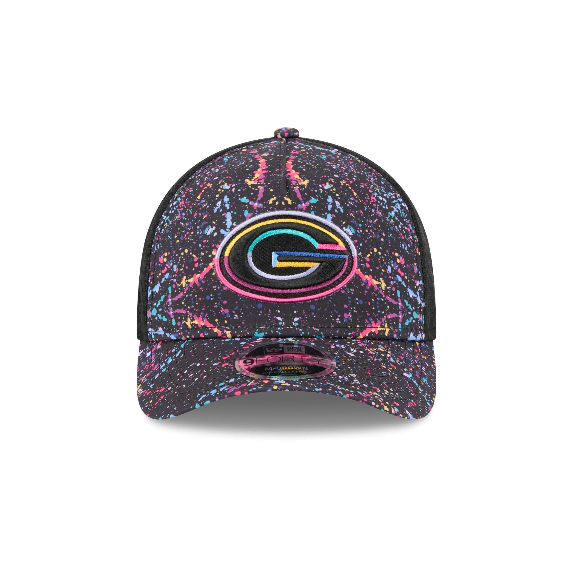 Green Bay Packers 2025 Crucial Catch 9FORTY M-Crown A-Frame Trucker Hat