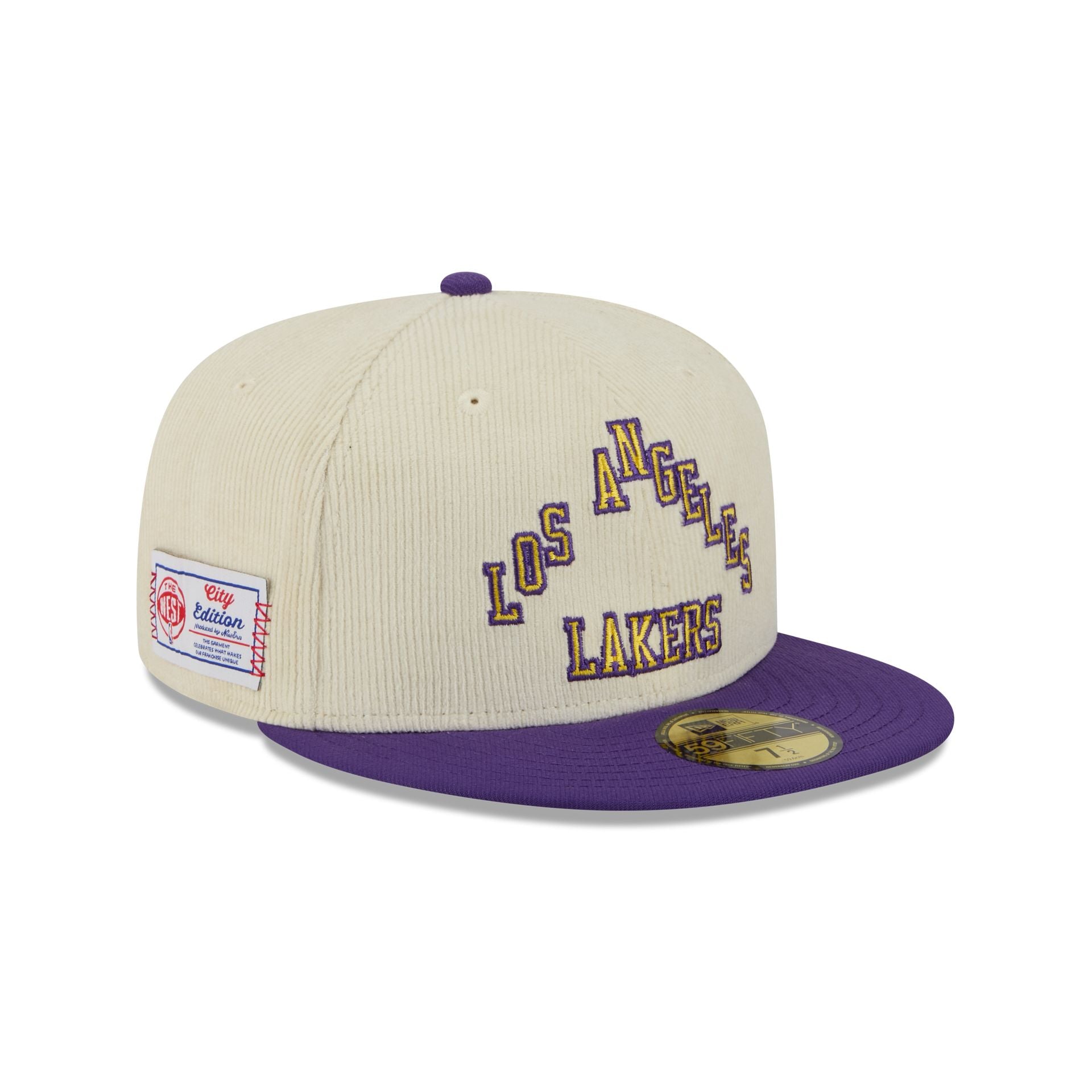 Los Angeles Lakers 2025 City Edition Chrome White Corduroy 59FIFTY Fitted Hat - Nextgenmallstore