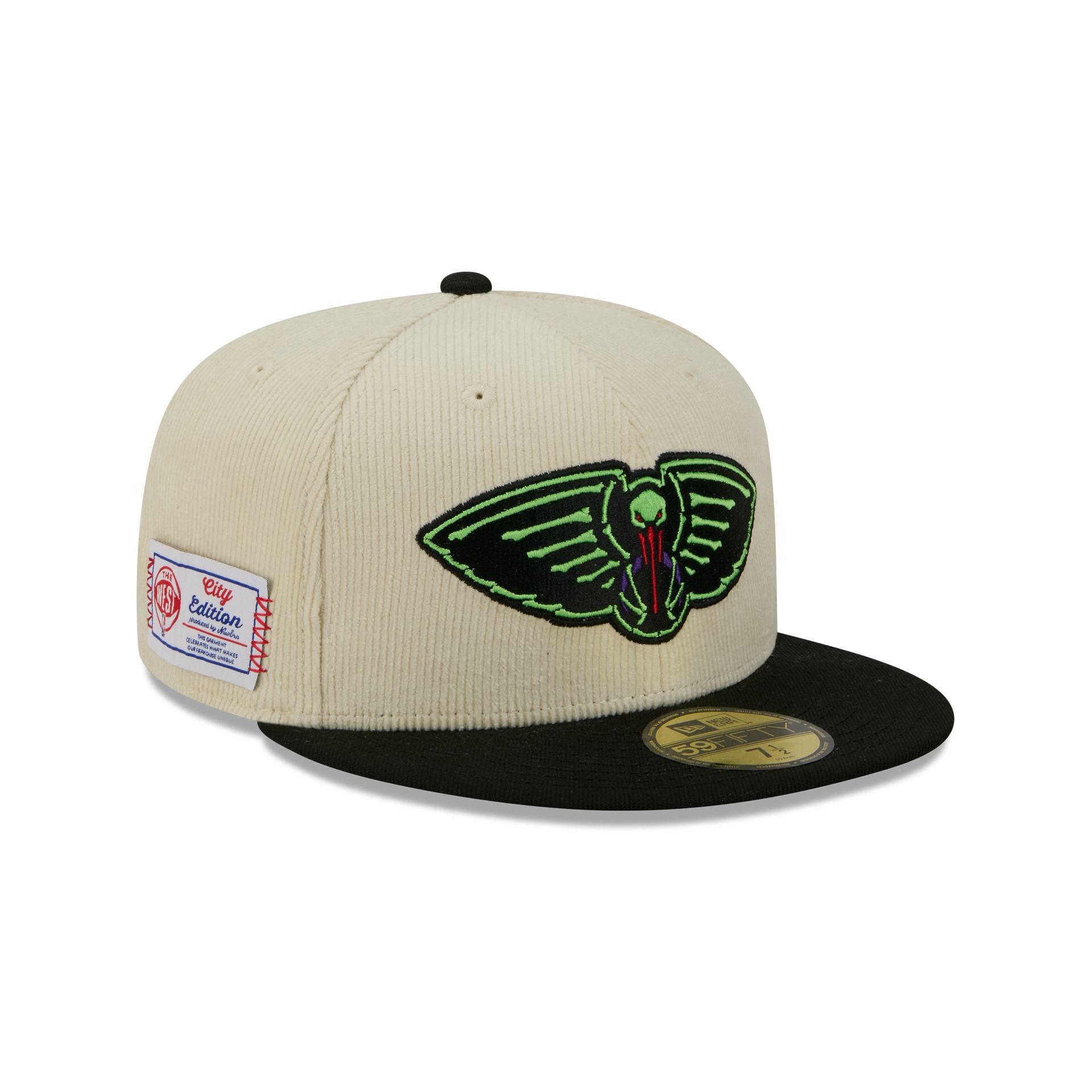 New Orleans Pelicans 2025 City Edition Chrome White Corduroy 59FIFTY Fitted Hat - Nextgenmallstore
