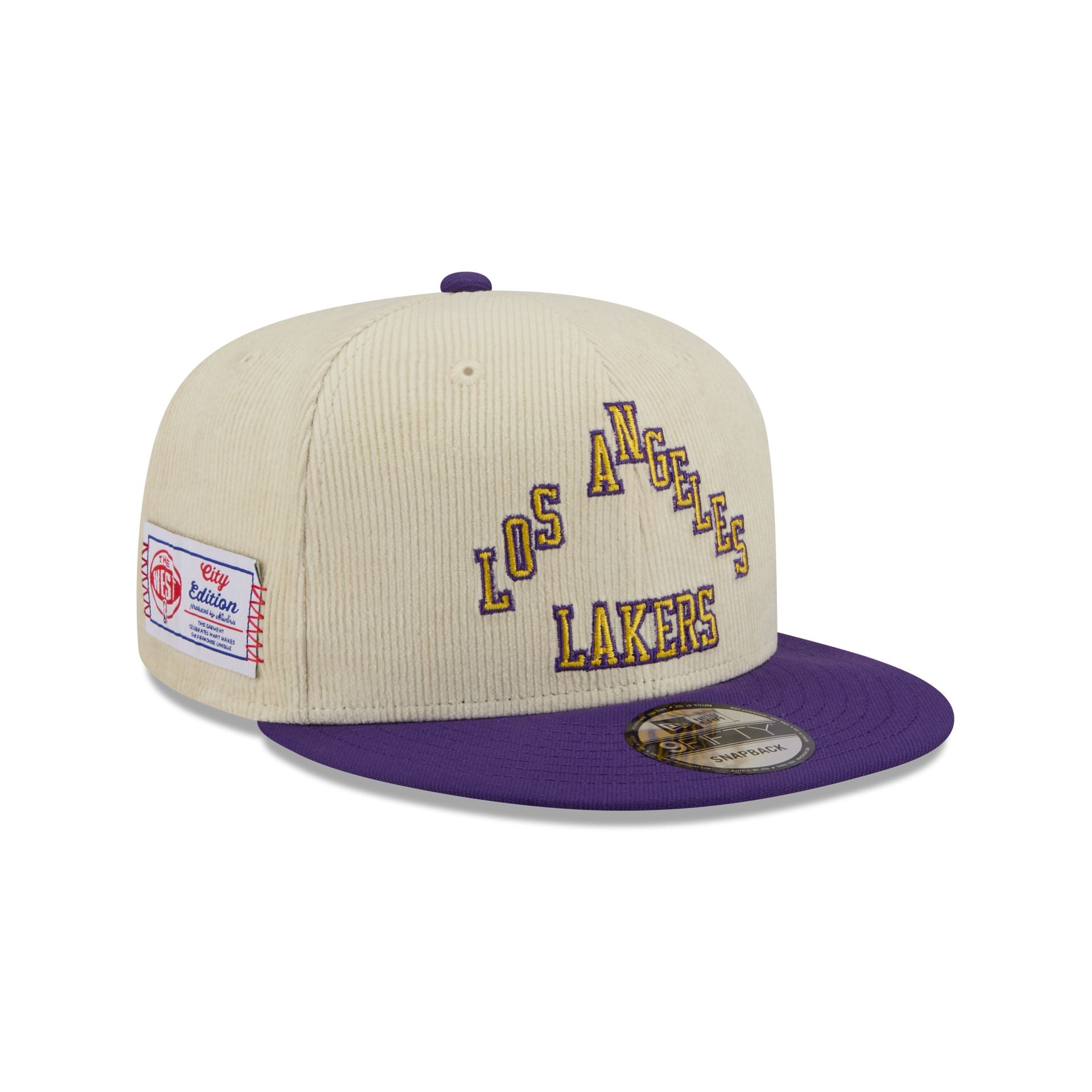 Los Angeles Lakers 2025 City Edition Chrome White Corduroy 9FIFTY Snapback Hat - Nextgenmallstore