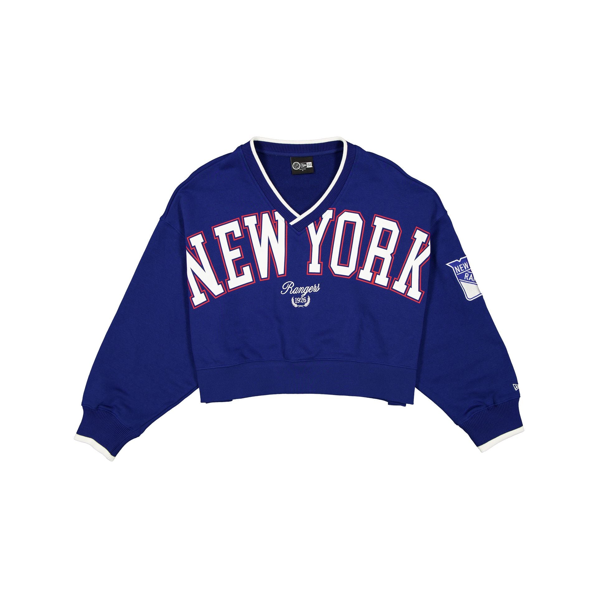 New York Rangers Throwback Prep Women's Cropped Crewneck - Nextgenmallstore
