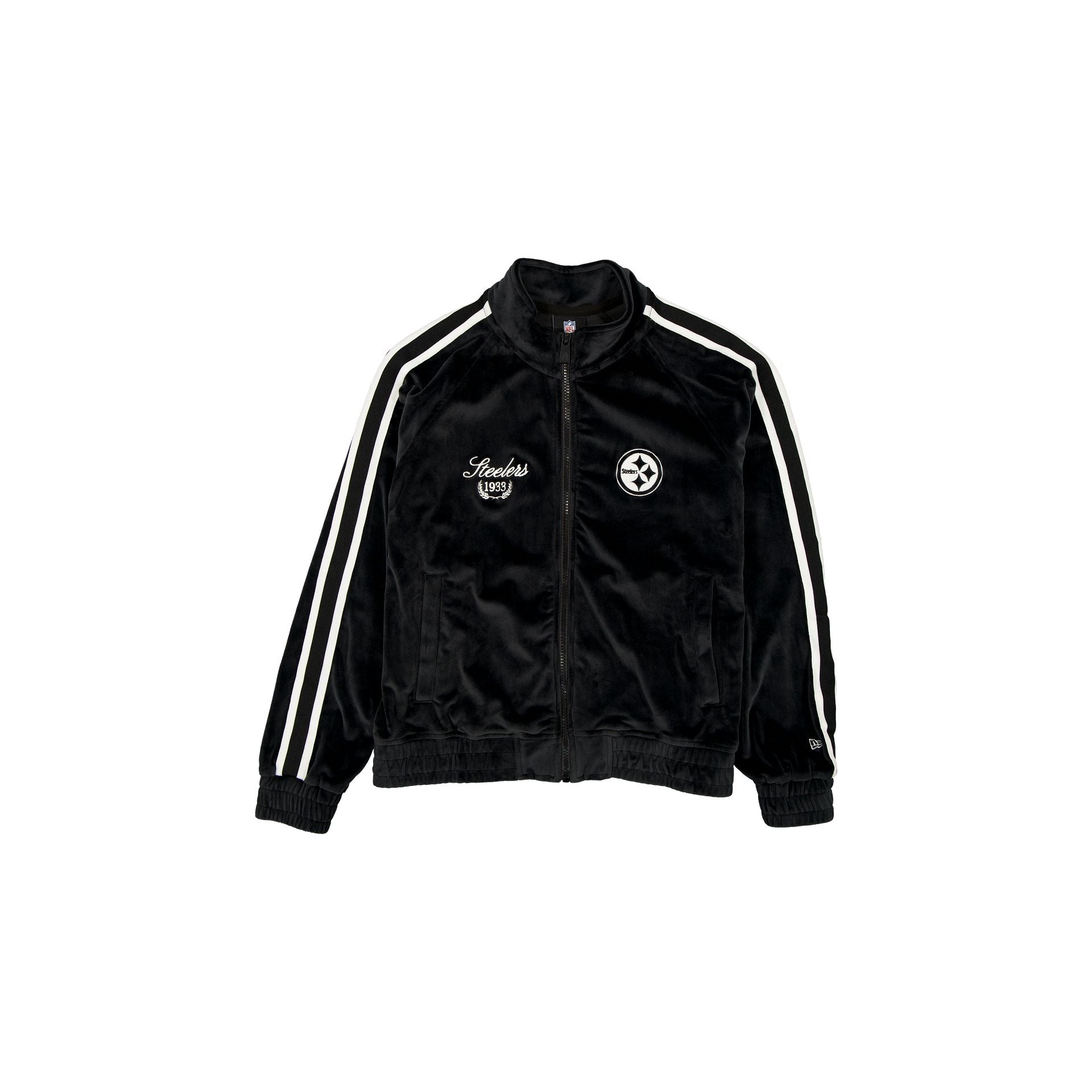 Pittsburgh Steelers Throwback Prep Black Women's Track Jacket - Nextgenmallstore