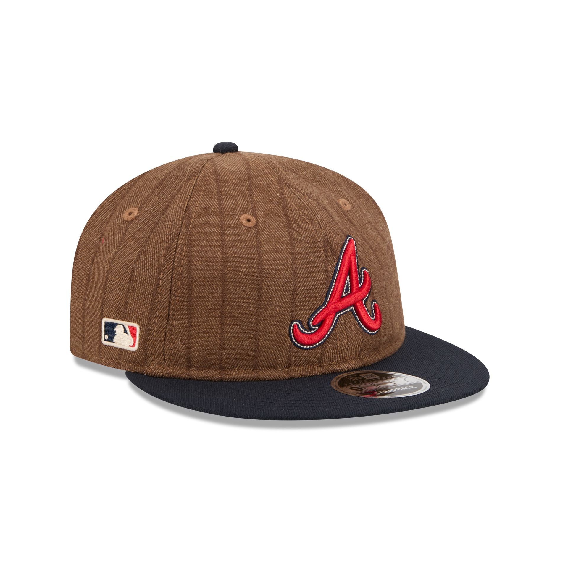 Atlanta Braves Three Looms Wool Pinstripe Retro Crown 9FIFTY Adjustable Hat - Nextgenmallstore