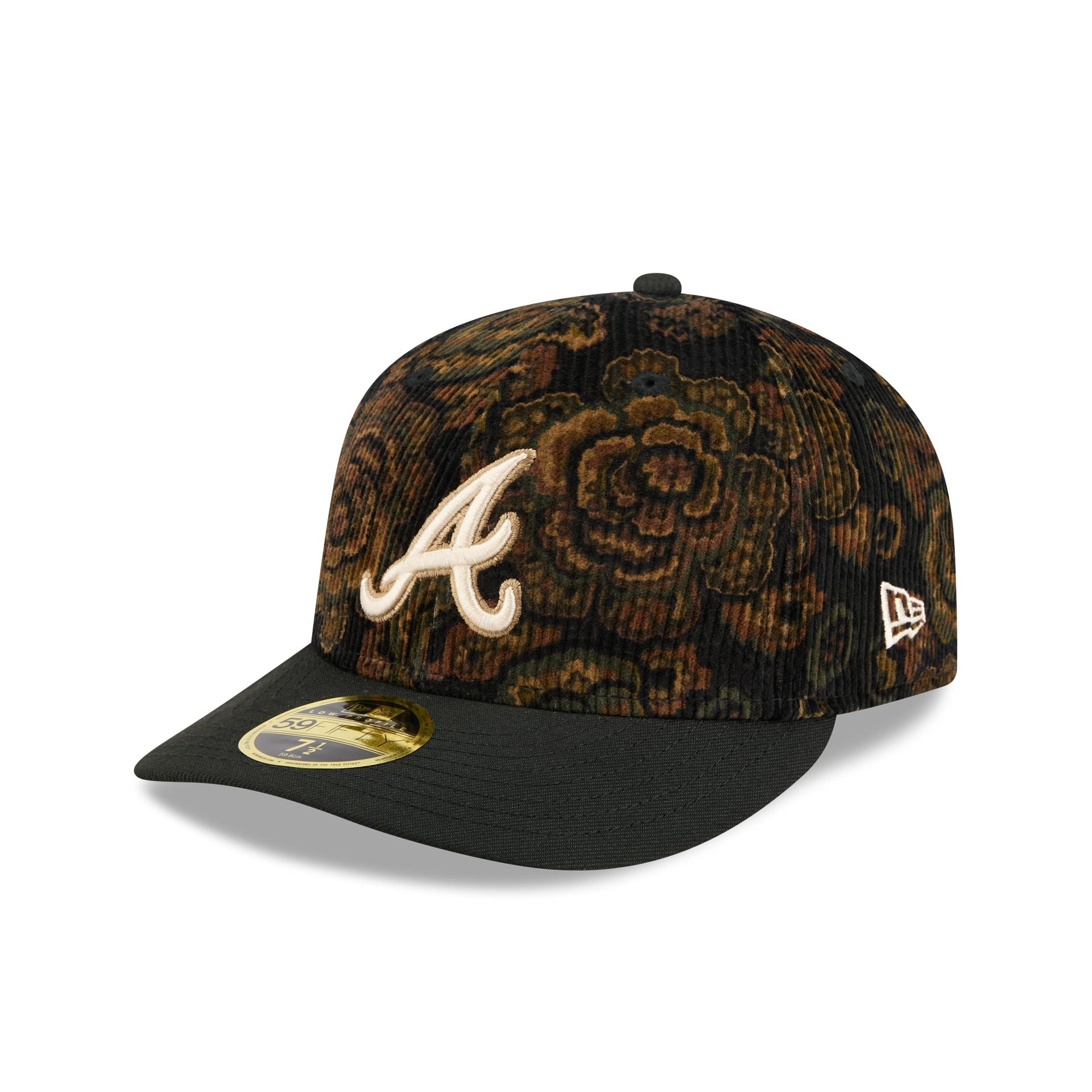 Atlanta Braves Three Looms Floral Cord Low Profile 59FIFTY Fitted Hat - Nextgenmallstore