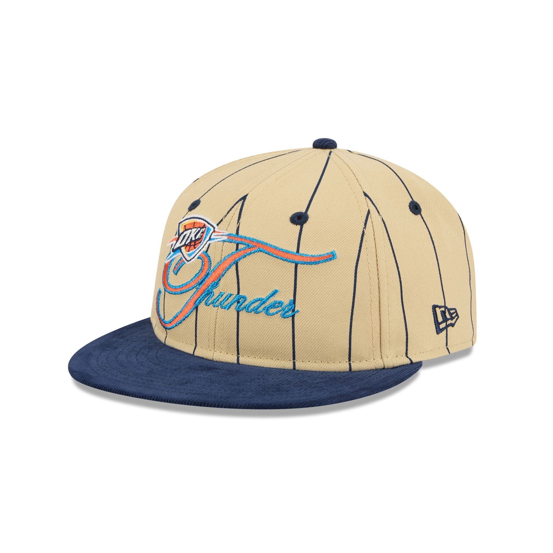Oklahoma City Thunder Pinstripe Script Retro Crown 9FIFTY Adjustable Hat - Nextgenmallstore