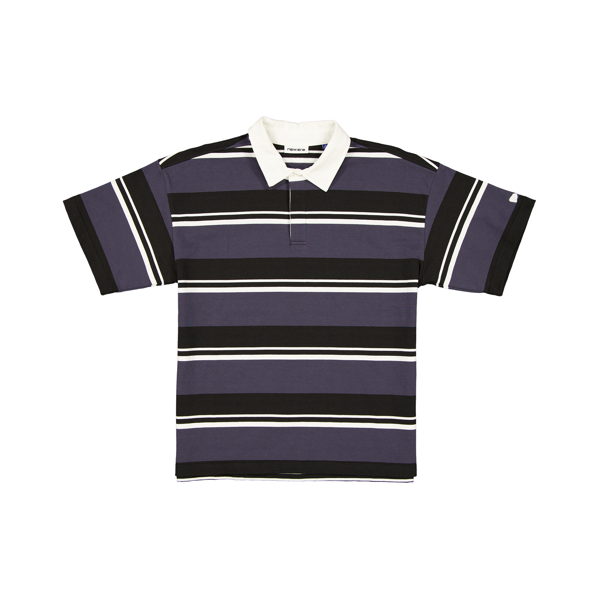 New Era Branded Yarn Dyed Black Rugby Shirt