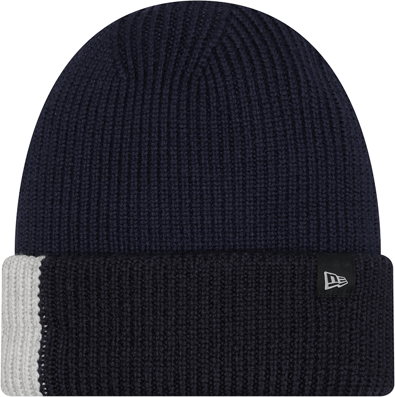 Nextgenmallstore Merino Wool Color Block Navy Cuff Knit Hat