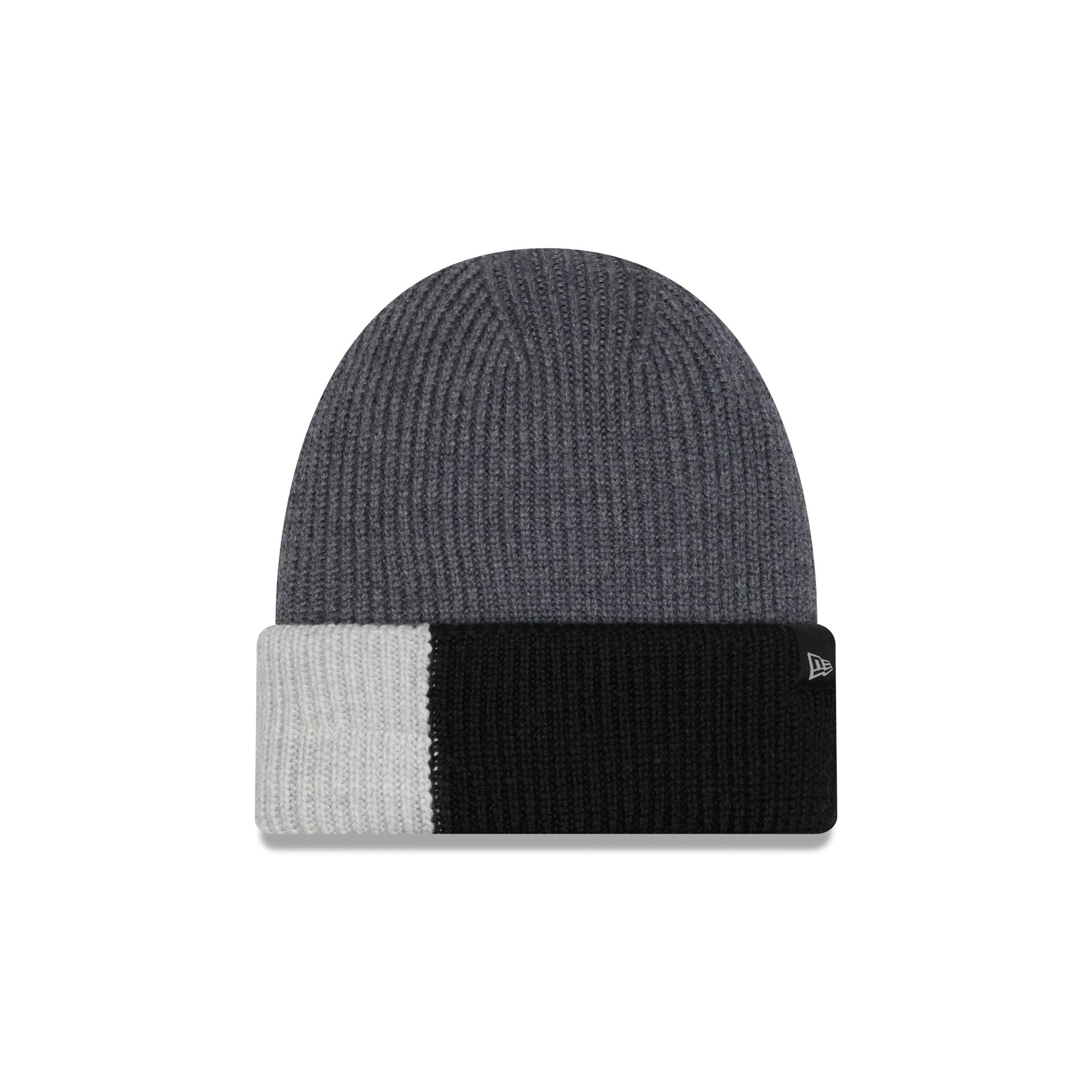 Nextgenmallstore Merino Wool Color Block Gray Cuff Knit Hat