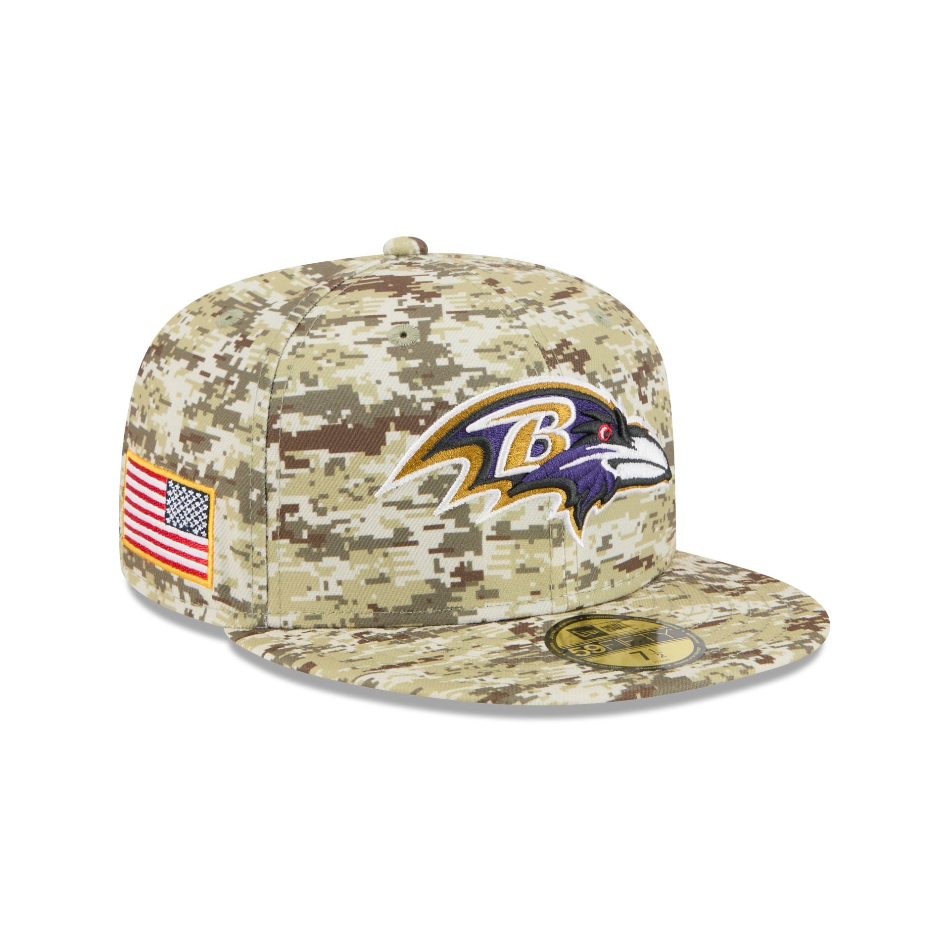 Baltimore Ravens 2025 Salute to Service Fan Gear 59FIFTY Fitted Hat