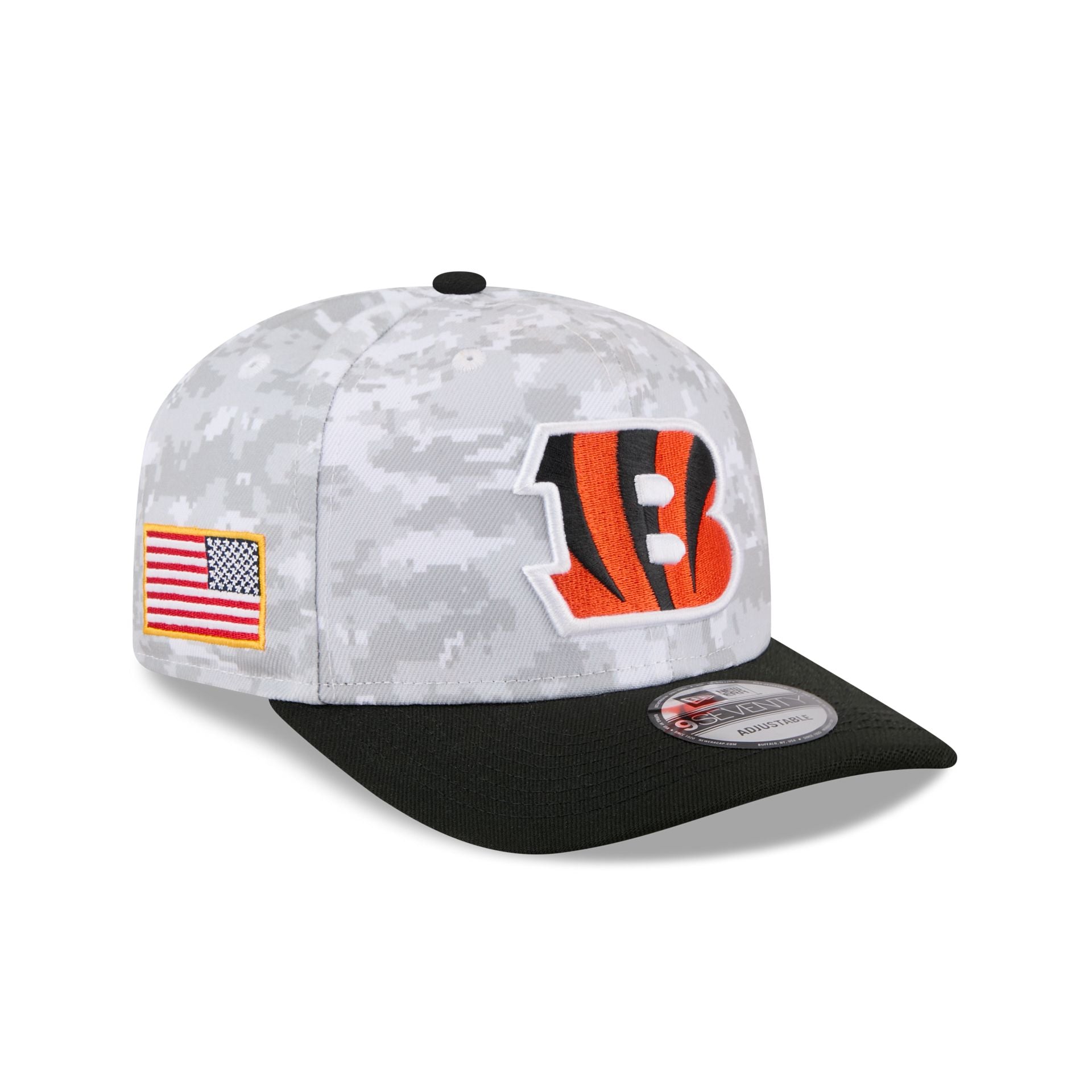 Cincinnati Bengals 2025 Salute to Service Fan Gear 9SEVENTY Stretch-Snap Hat