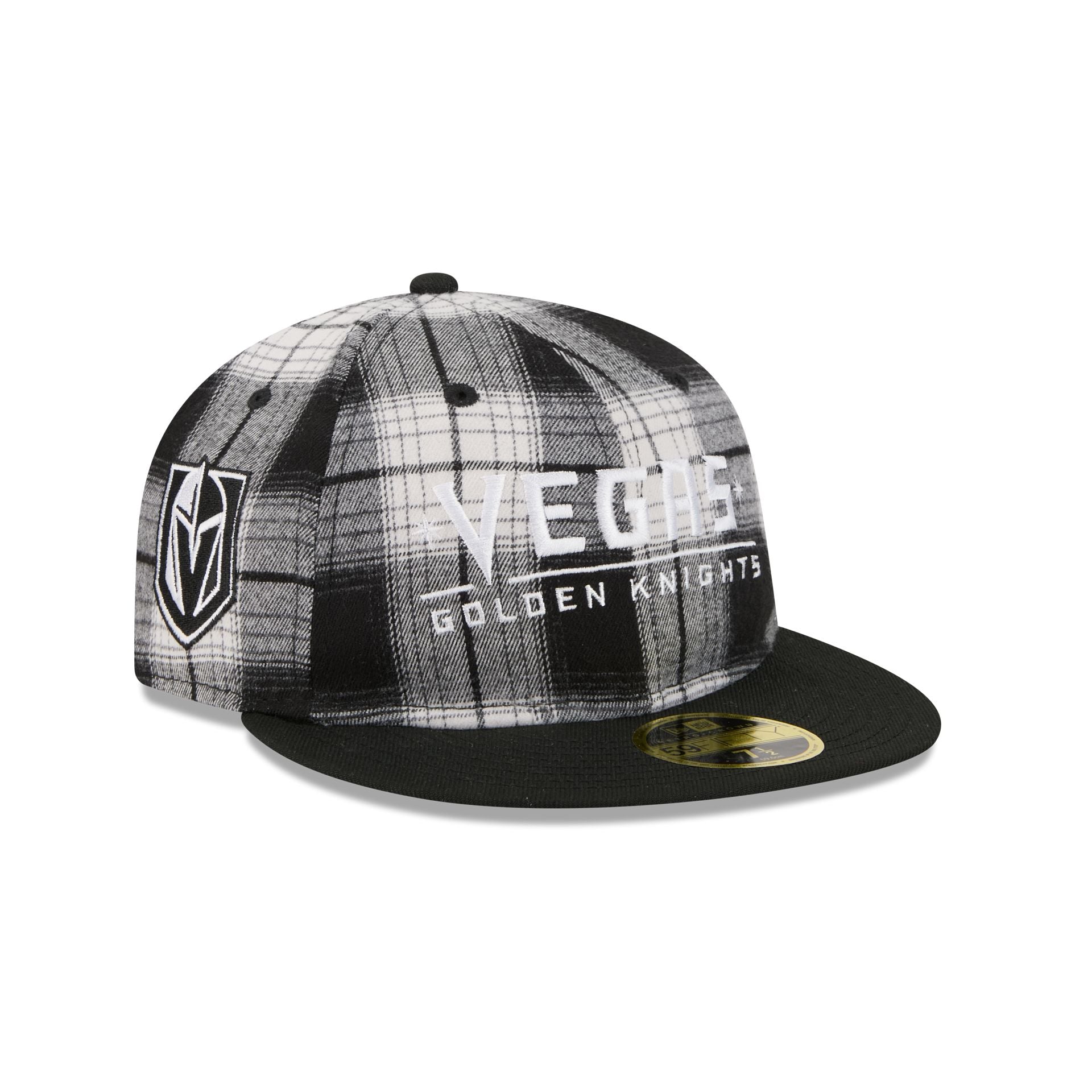 Vegas Golden Knights Grunge Plaid Retro Crown 59FIFTY Fitted Hat - Nextgenmallstore