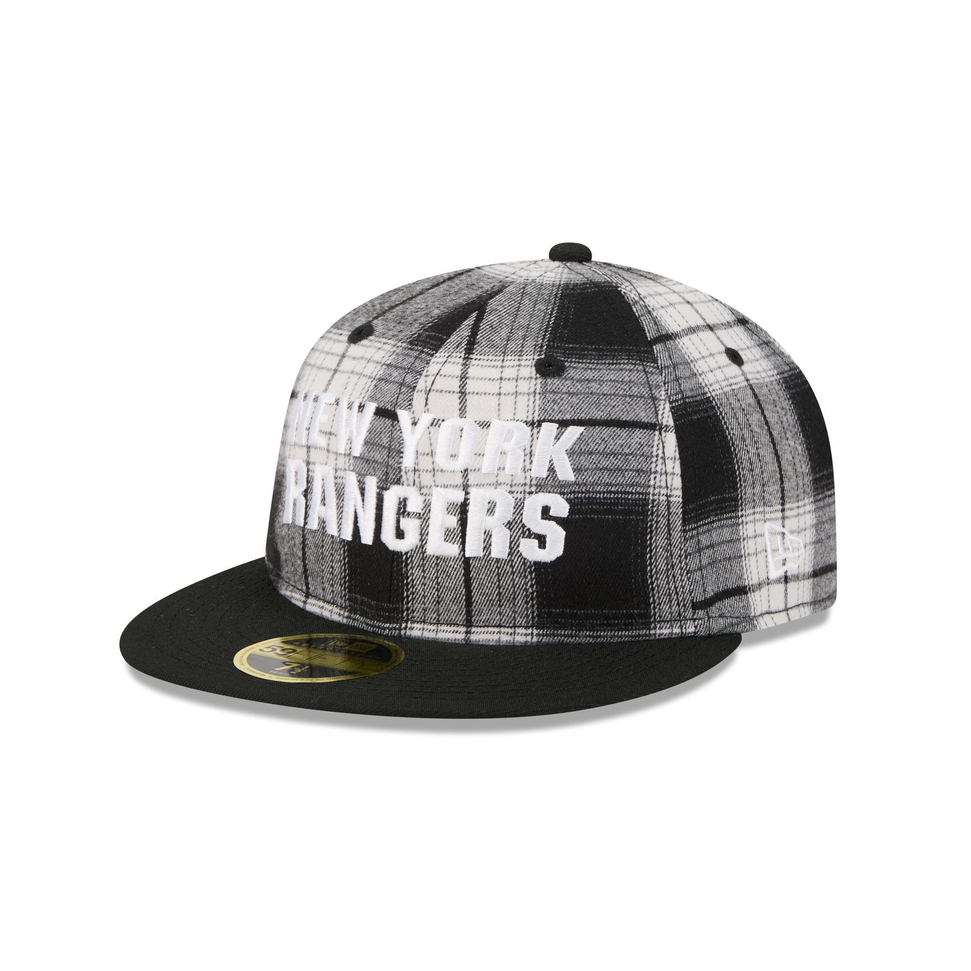 New York Rangers Grunge Plaid Retro Crown 59FIFTY Fitted Hat