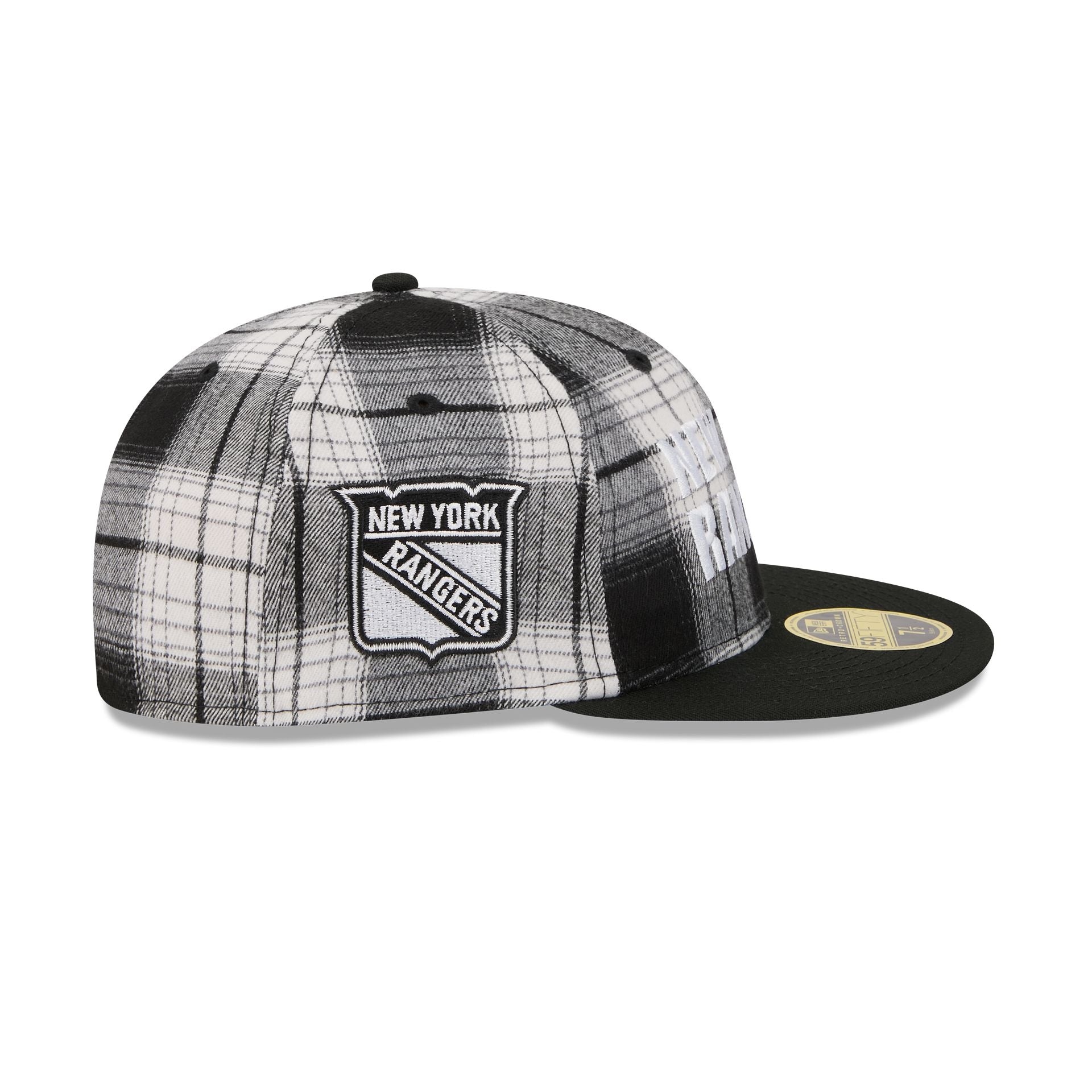 New York Rangers Grunge Plaid Retro Crown 59FIFTY Fitted Hat