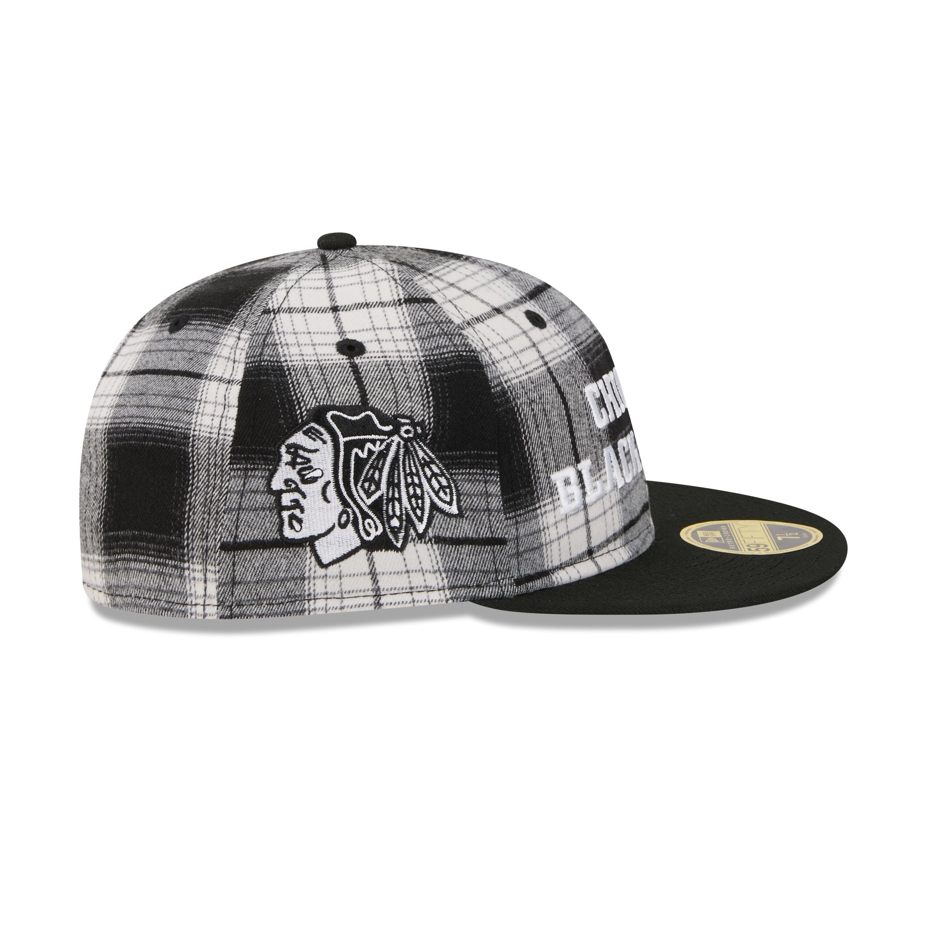 Chicago Blackhawks Grunge Plaid Retro Crown 59FIFTY Fitted Hat