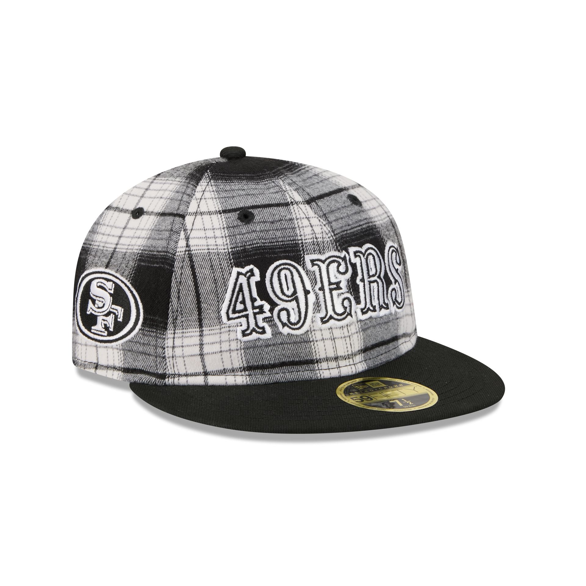 San Francisco 49ers Grunge Plaid Retro Crown 59FIFTY Fitted Hat