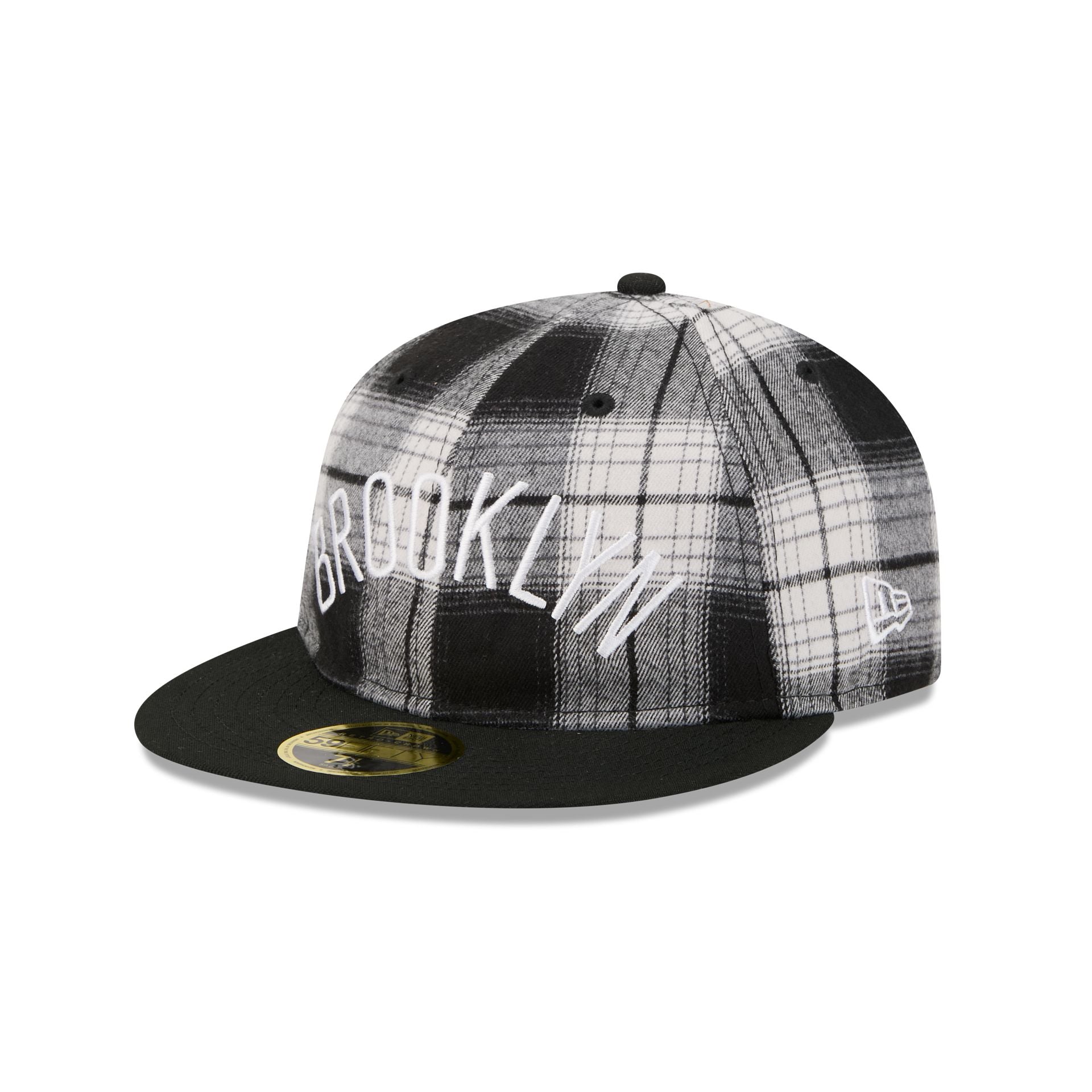 Brooklyn Nets Grunge Plaid Retro Crown 59FIFTY Fitted Hat
