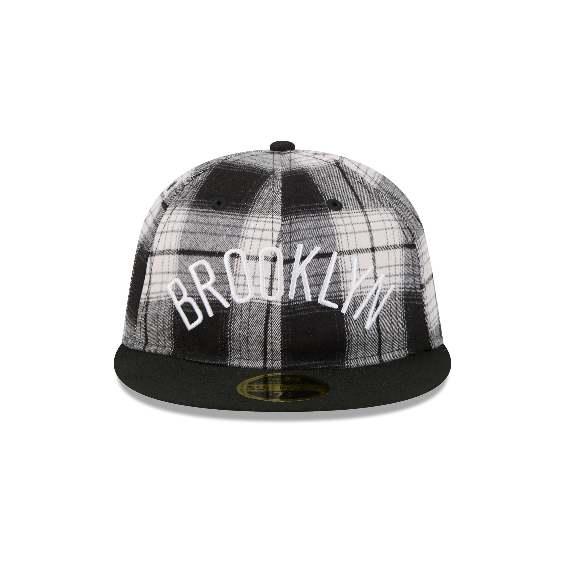 Brooklyn Nets Grunge Plaid Retro Crown 59FIFTY Fitted Hat