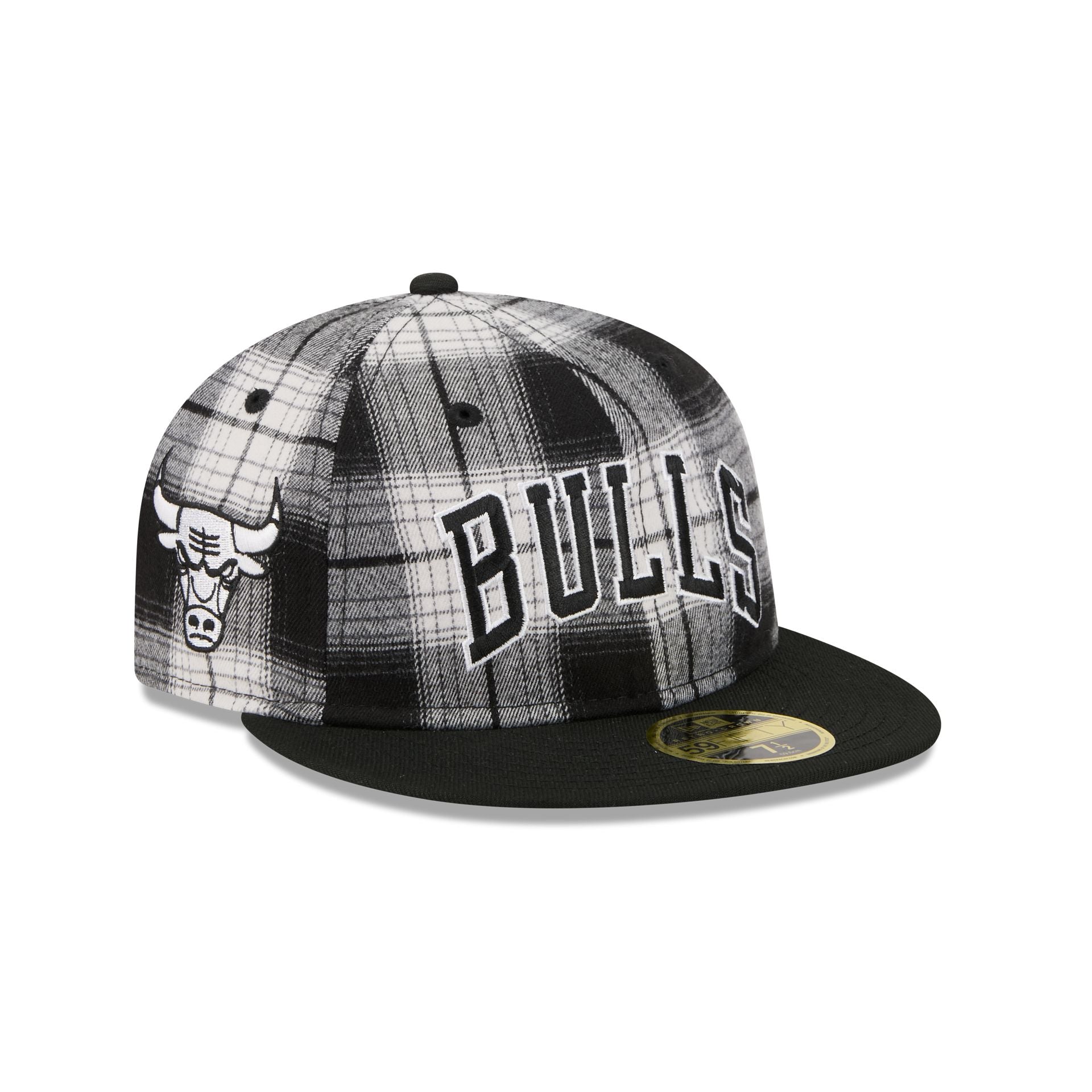 Chicago Bulls Grunge Plaid Retro Crown 59FIFTY Fitted Hat - Nextgenmallstore