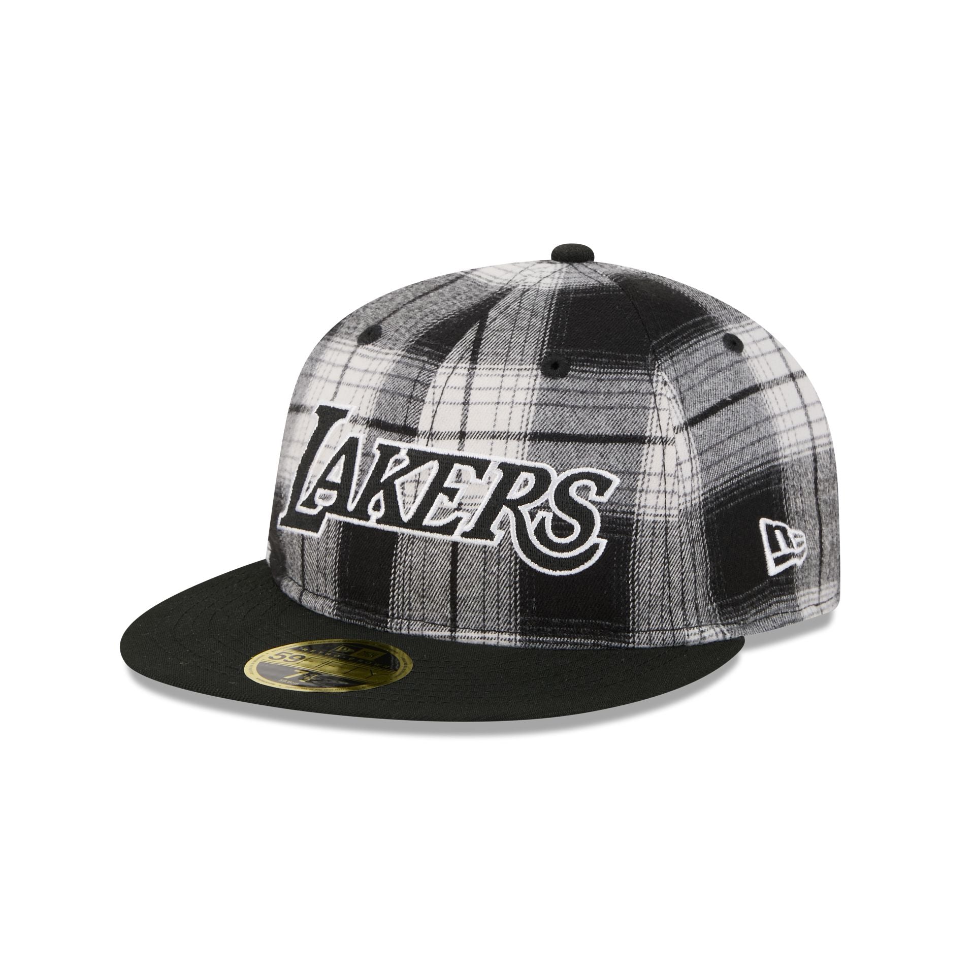 Los Angeles Lakers Grunge Plaid Retro Crown 59FIFTY Fitted Hat