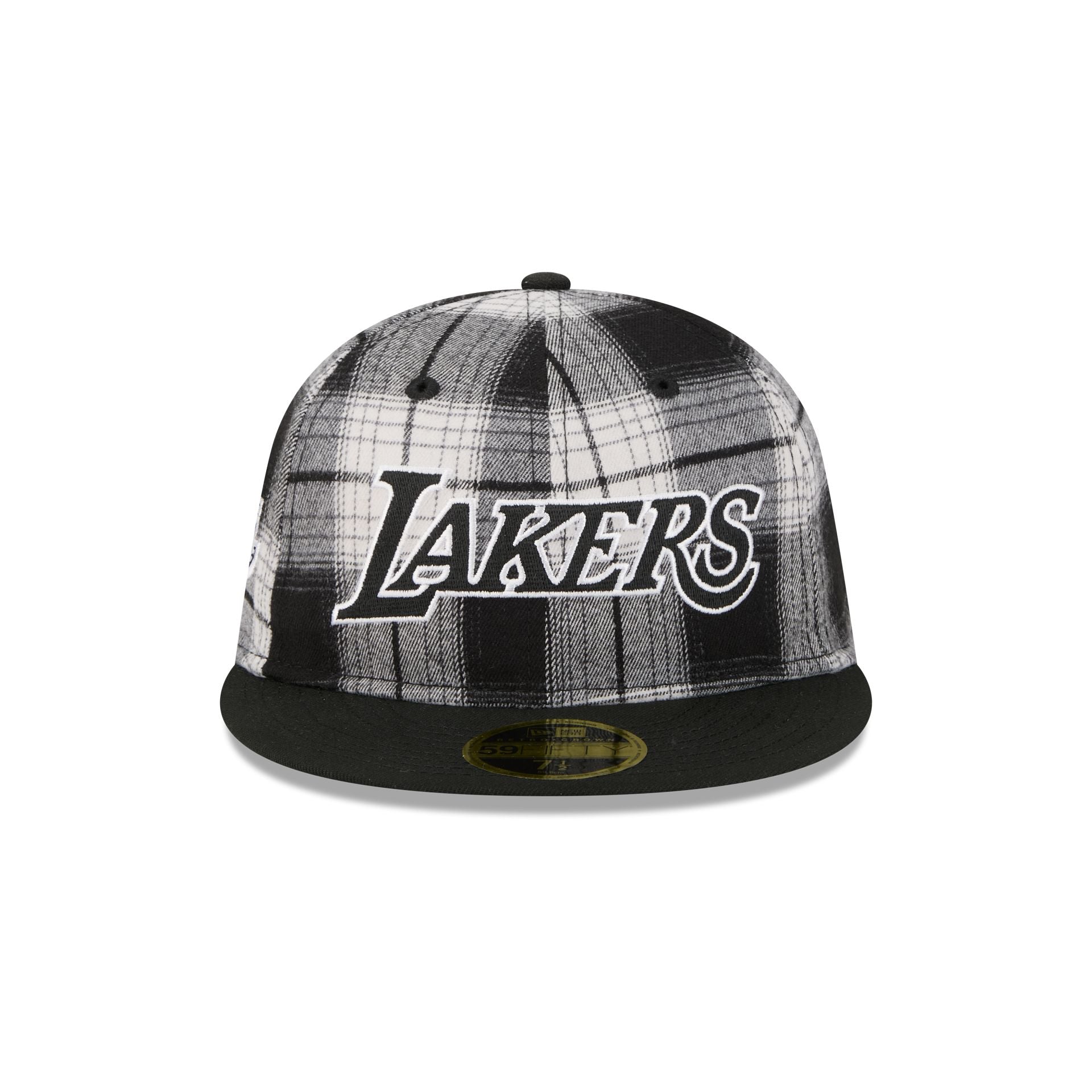 Los Angeles Lakers Grunge Plaid Retro Crown 59FIFTY Fitted Hat