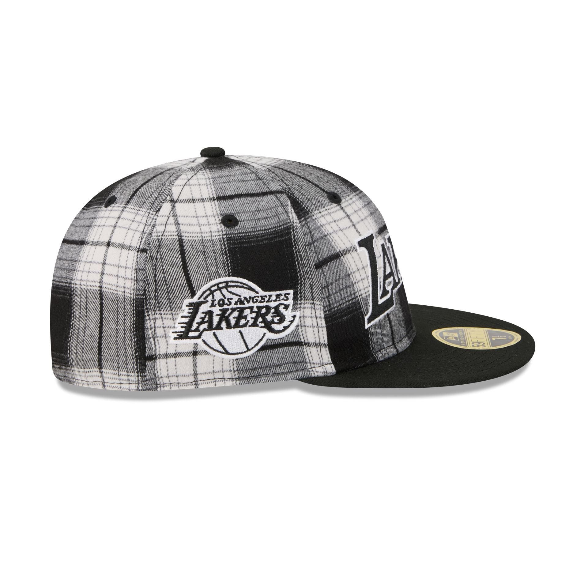 Los Angeles Lakers Grunge Plaid Retro Crown 59FIFTY Fitted Hat