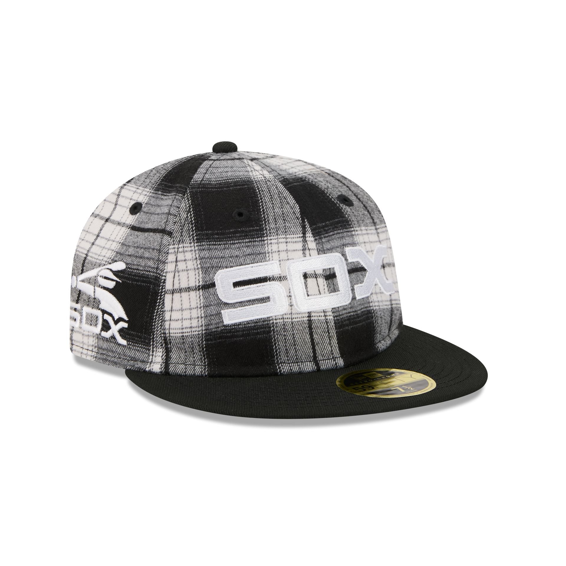 Chicago White Sox Grunge Plaid Retro Crown 59FIFTY Fitted Hat - Nextgenmallstore