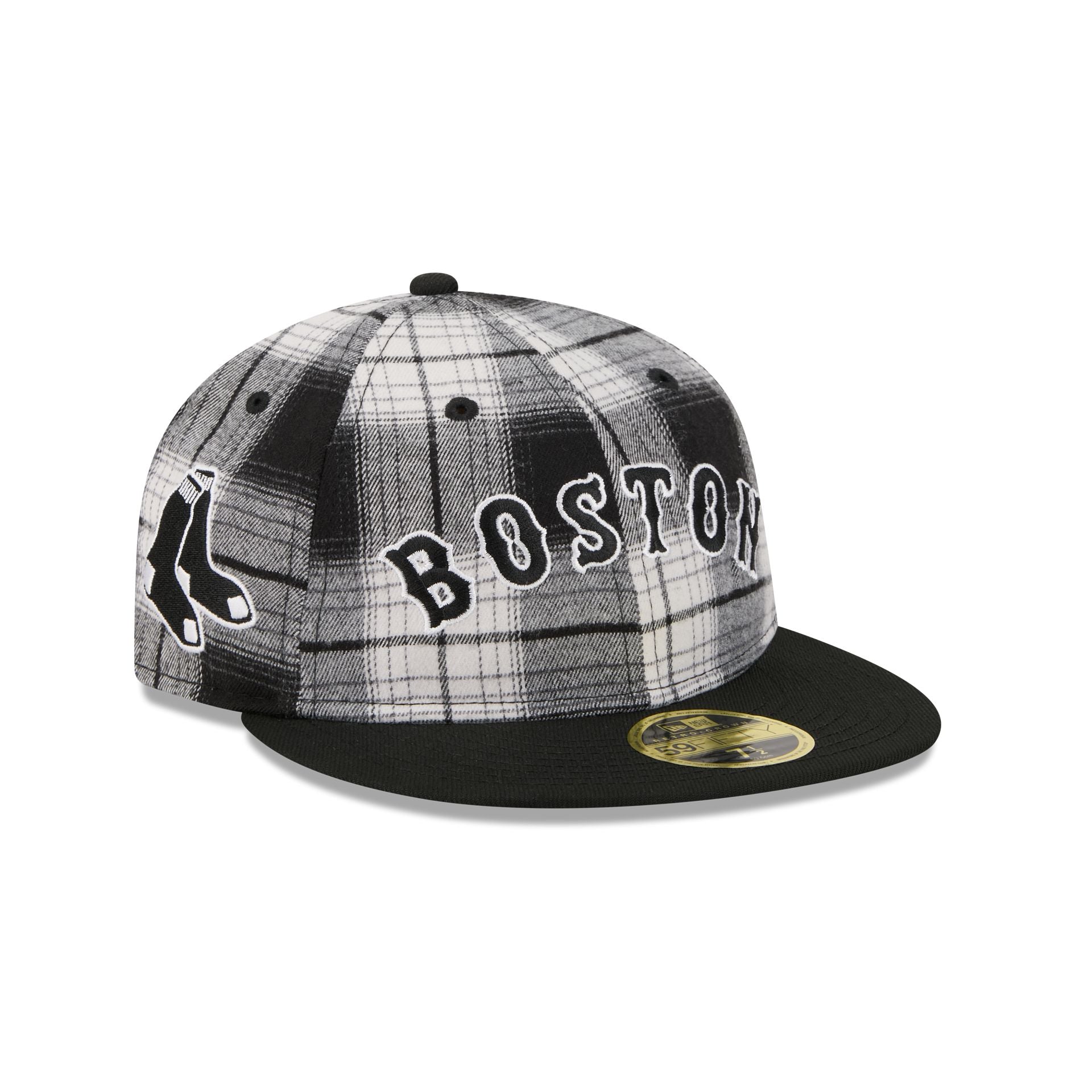 Boston Red Sox Grunge Plaid Retro Crown 59FIFTY Fitted Hat
