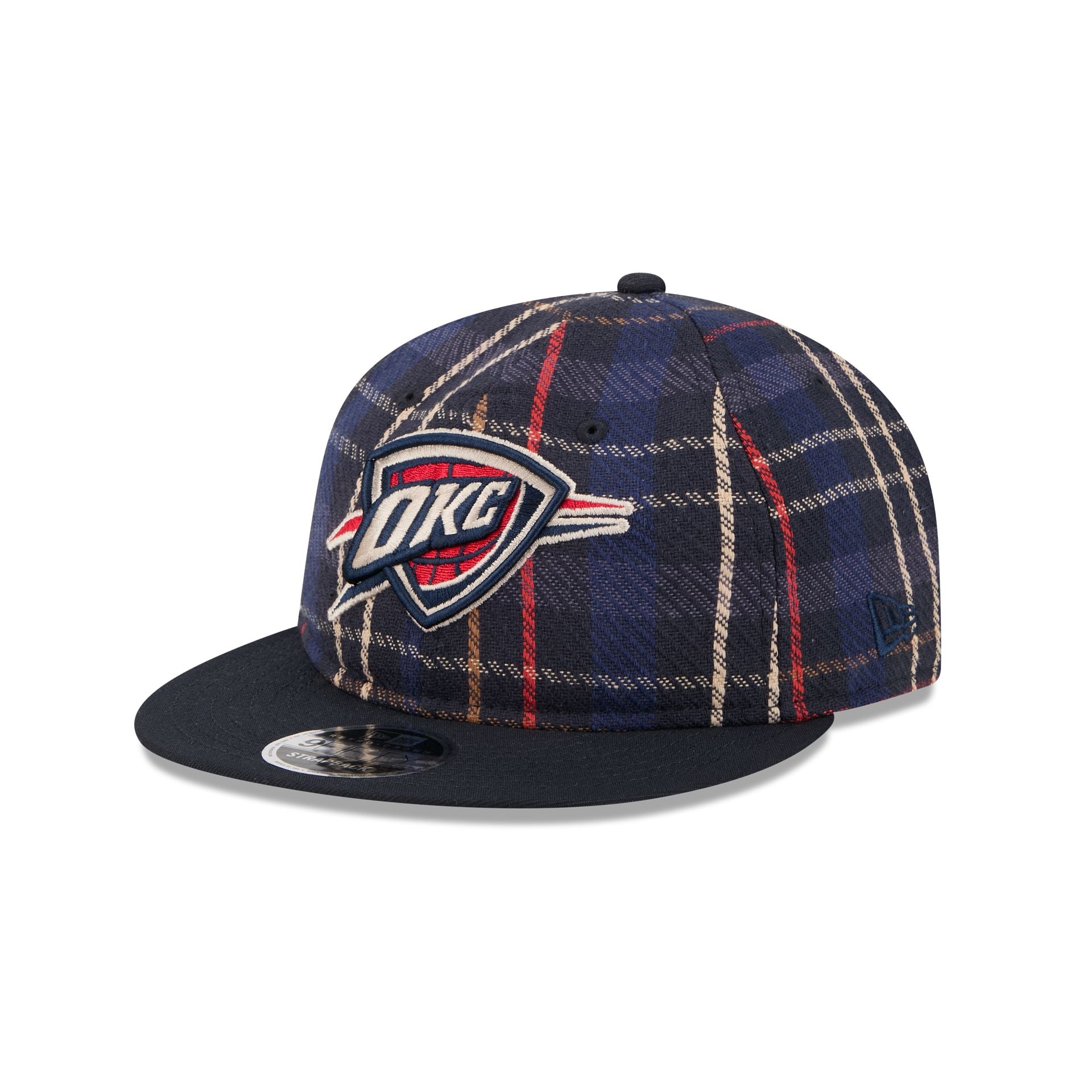 Oklahoma City Thunder Grunge Plaid Retro Crown 9FIFTY Adjustable Hat - Nextgenmallstore