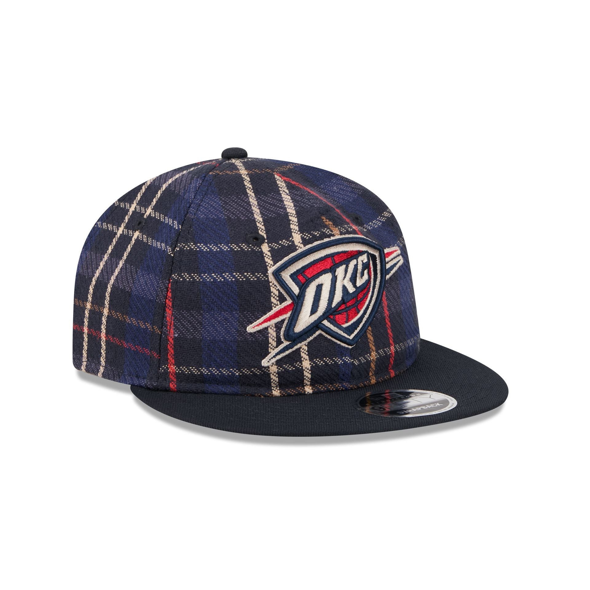 Oklahoma City Thunder Grunge Plaid Retro Crown 9FIFTY Adjustable Hat