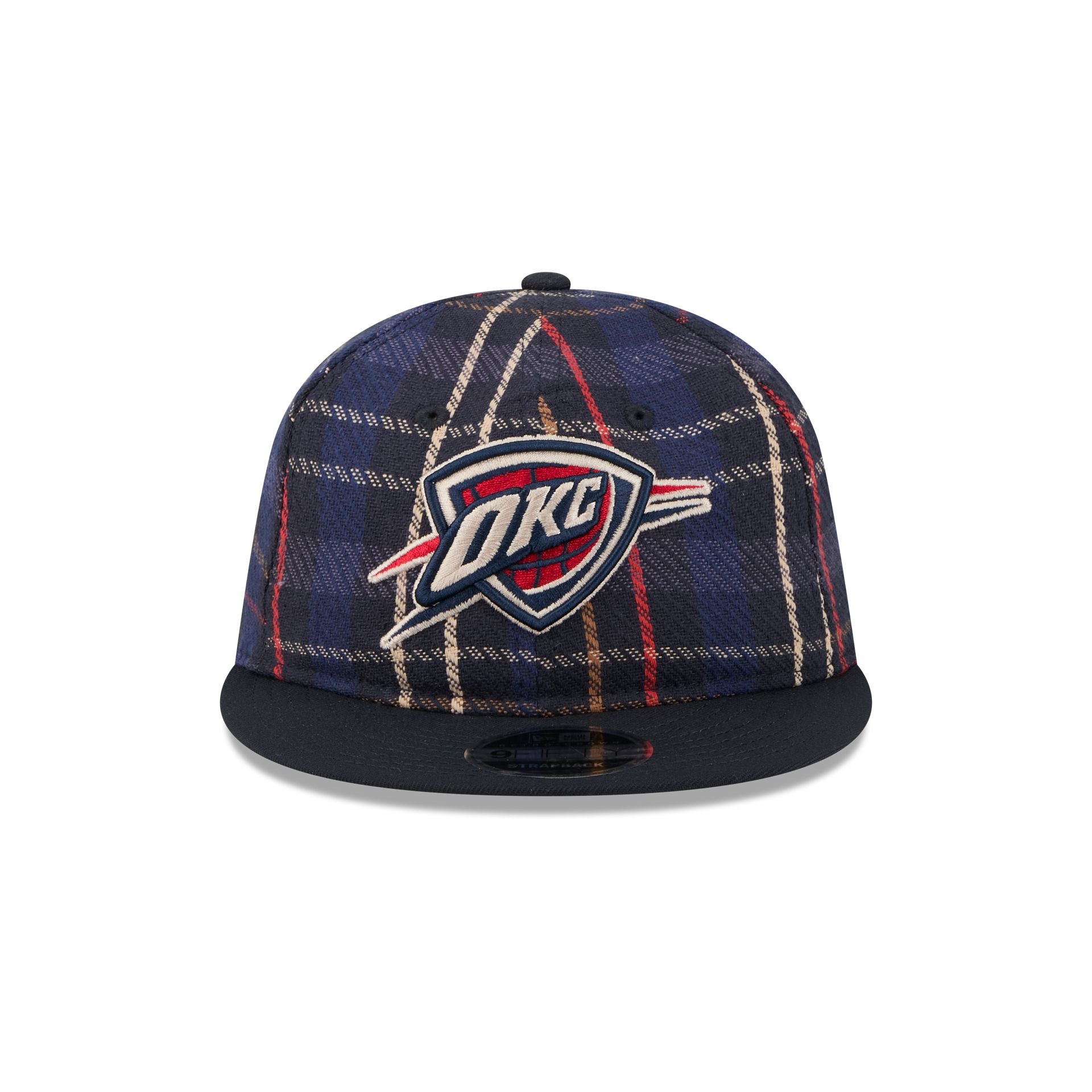 Oklahoma City Thunder Grunge Plaid Retro Crown 9FIFTY Adjustable Hat