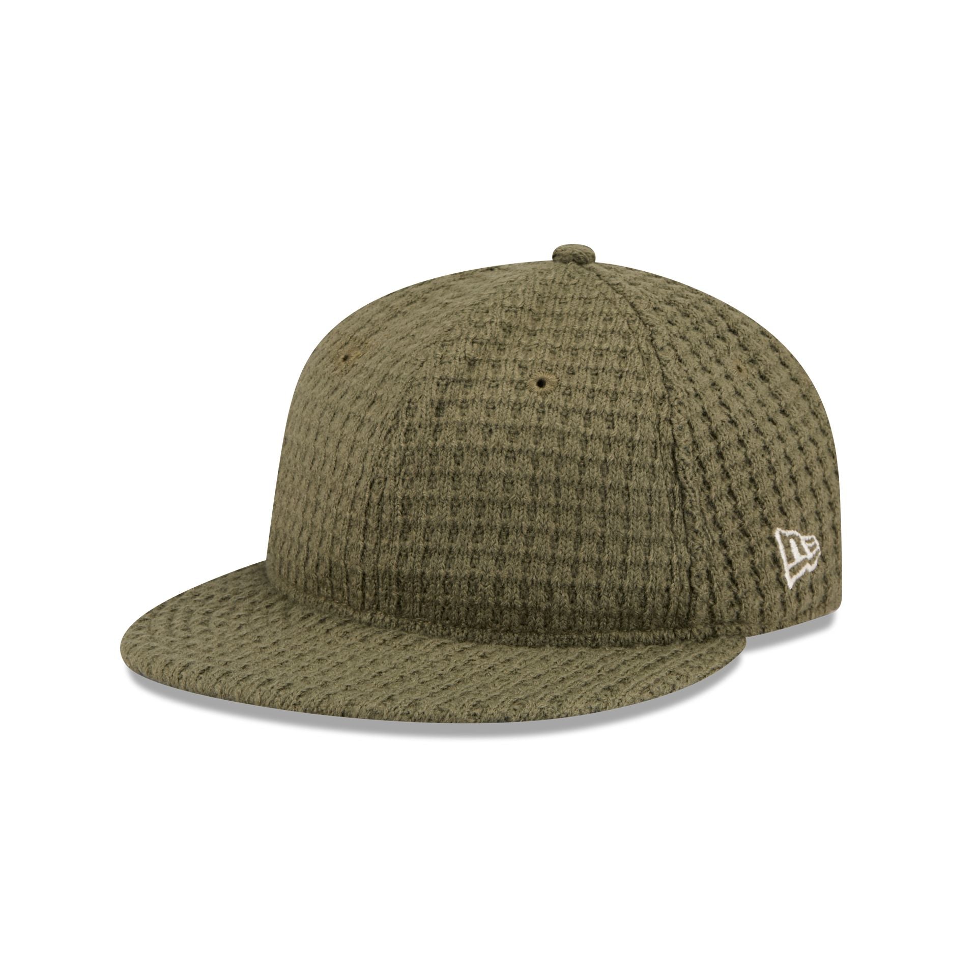 New Era Cap Waffle Knit Olive Retro Crown 9FIFTY Strapback Hat - Nextgenmallstore
