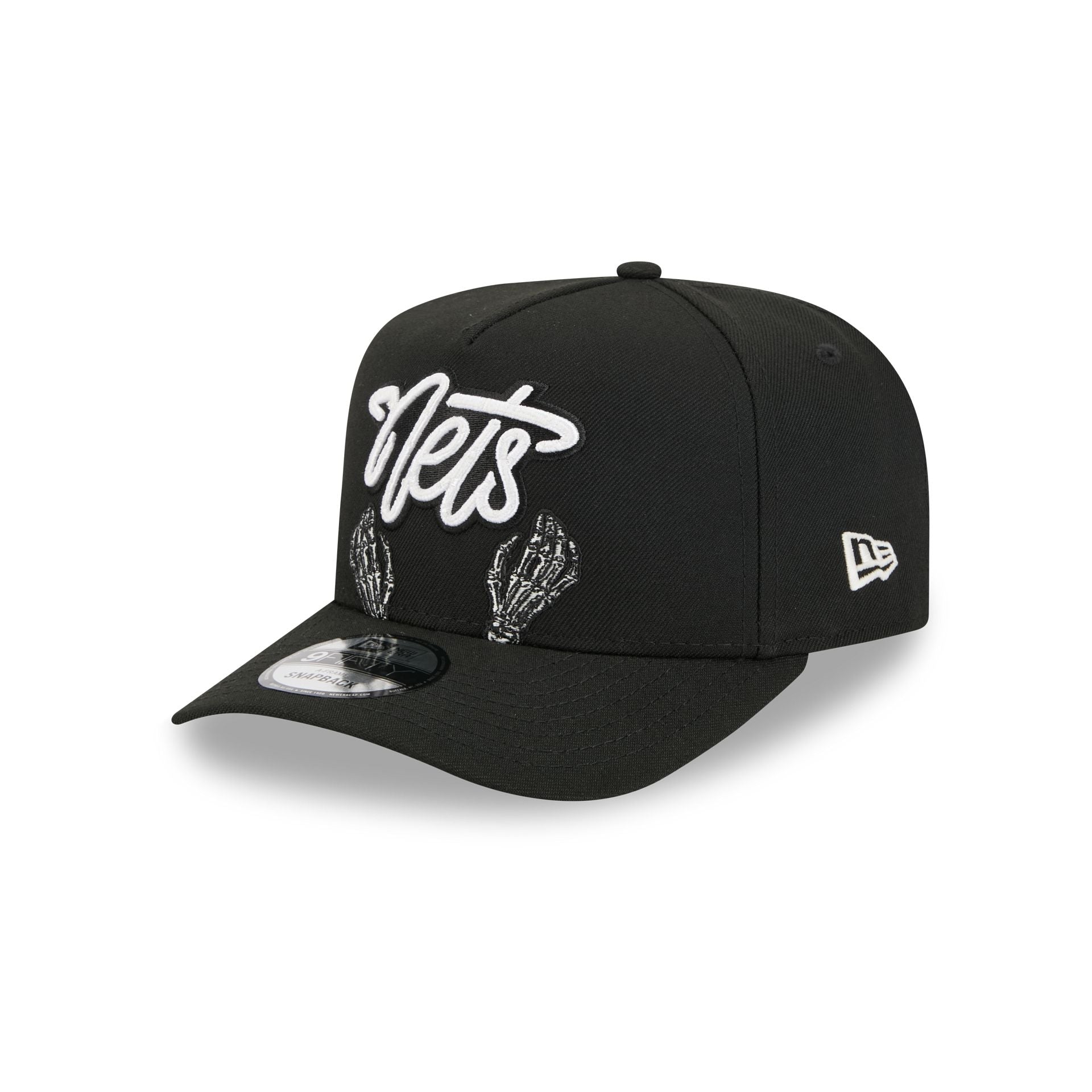 Brooklyn Nets Skeletal Script 9FIFTY A-Frame Snapback Hat - Nextgenmallstore