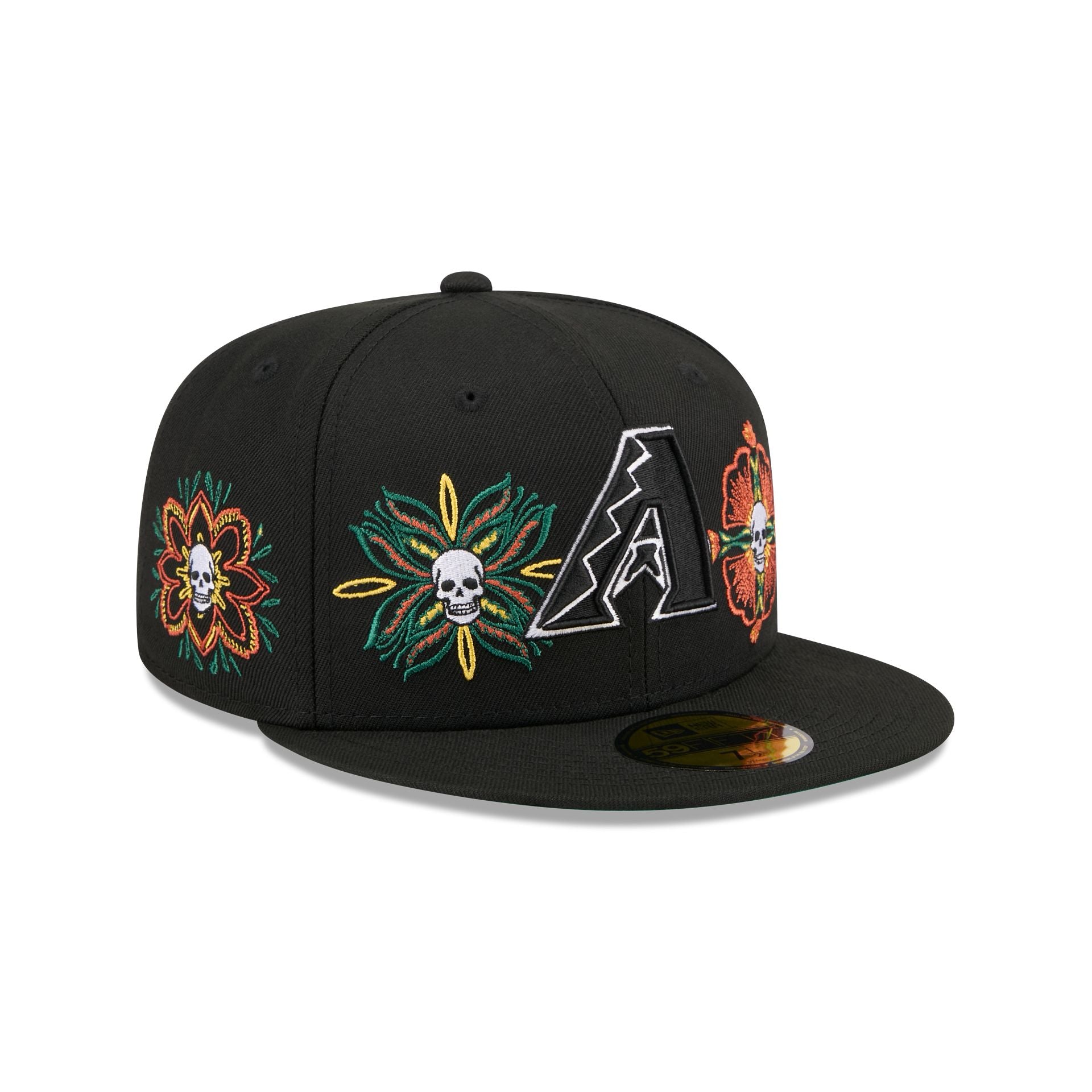 Arizona Diamondbacks Day of the Dead Skull & Flowers 59FIFTY Fitted Hat - Nextgenmallstore
