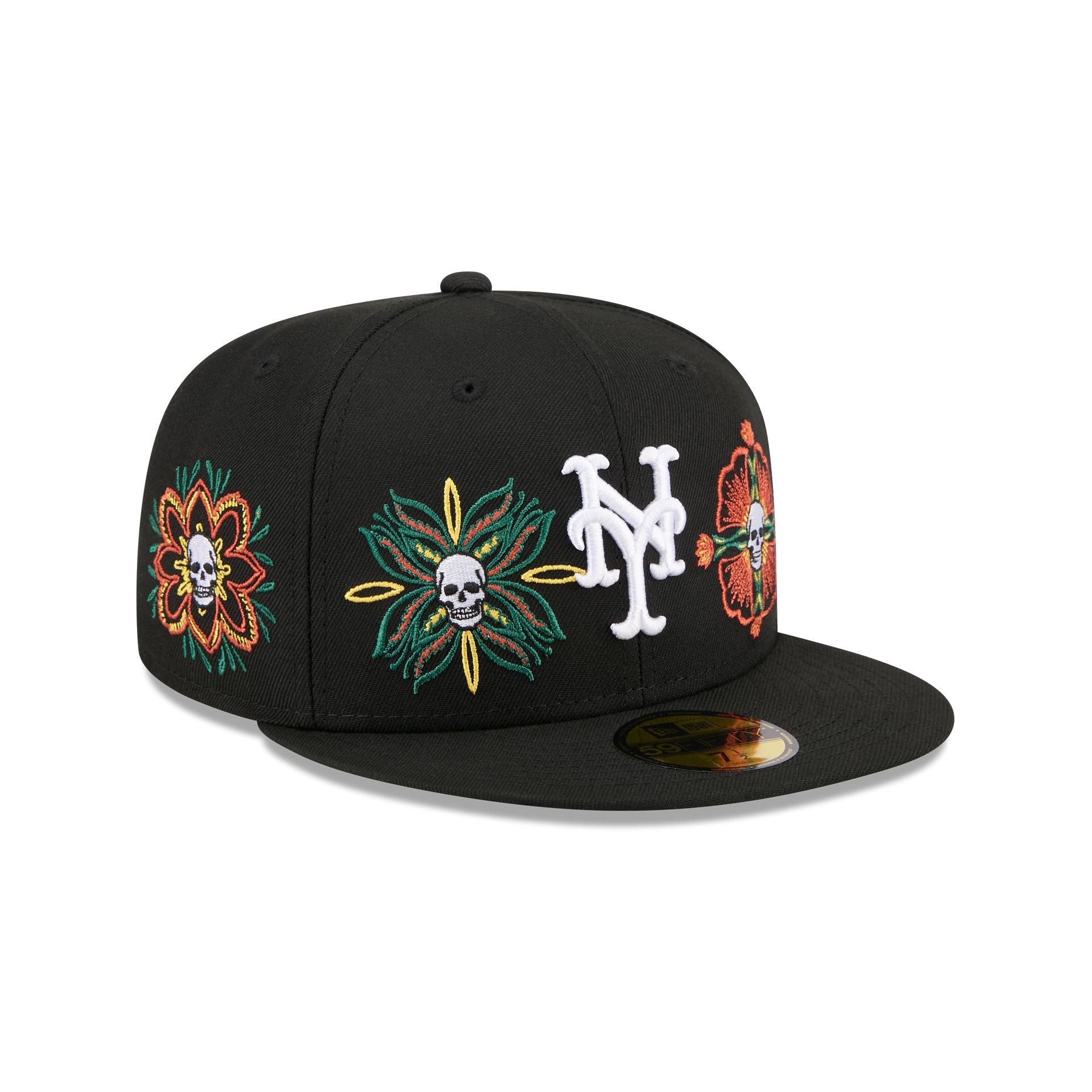 New York Mets Day of the Dead Skull & Flowers 59FIFTY Fitted Hat