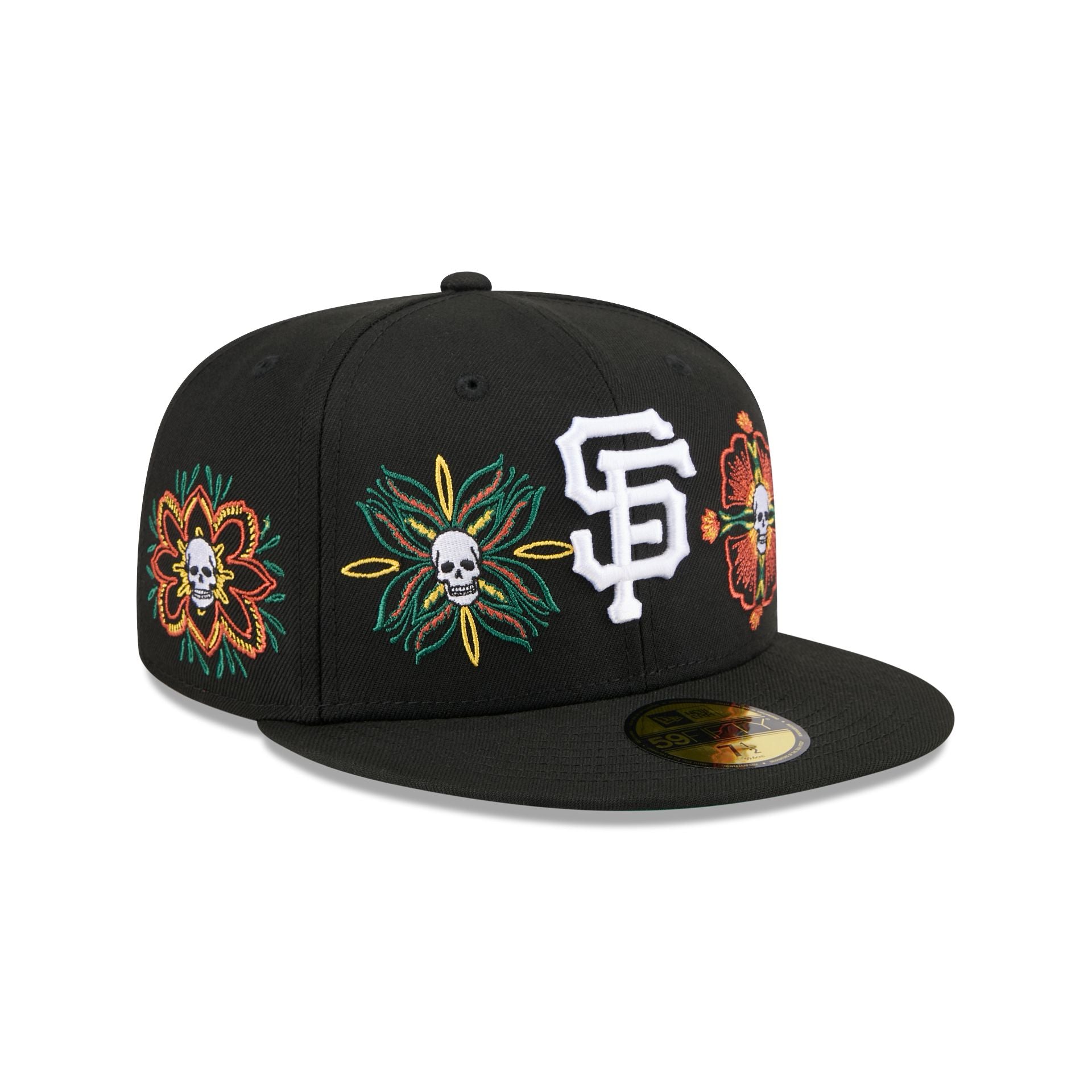 San Francisco Giants Day of the Dead Skull & Flowers 59FIFTY Fitted Hat - Nextgenmallstore