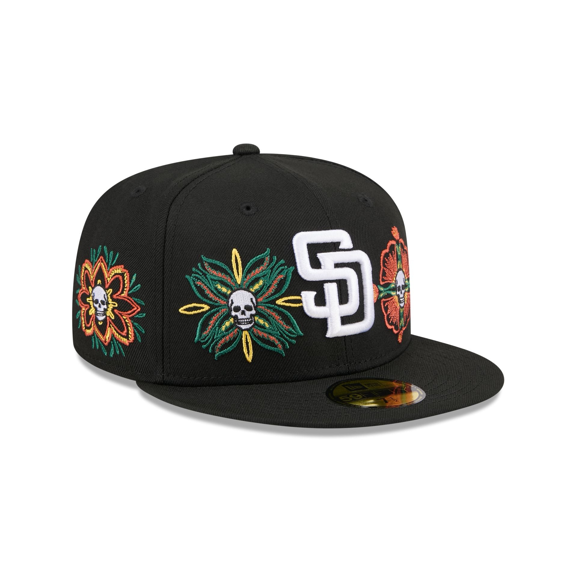 San Diego Padres Day of the Dead Skull & Flowers 59FIFTY Fitted Hat