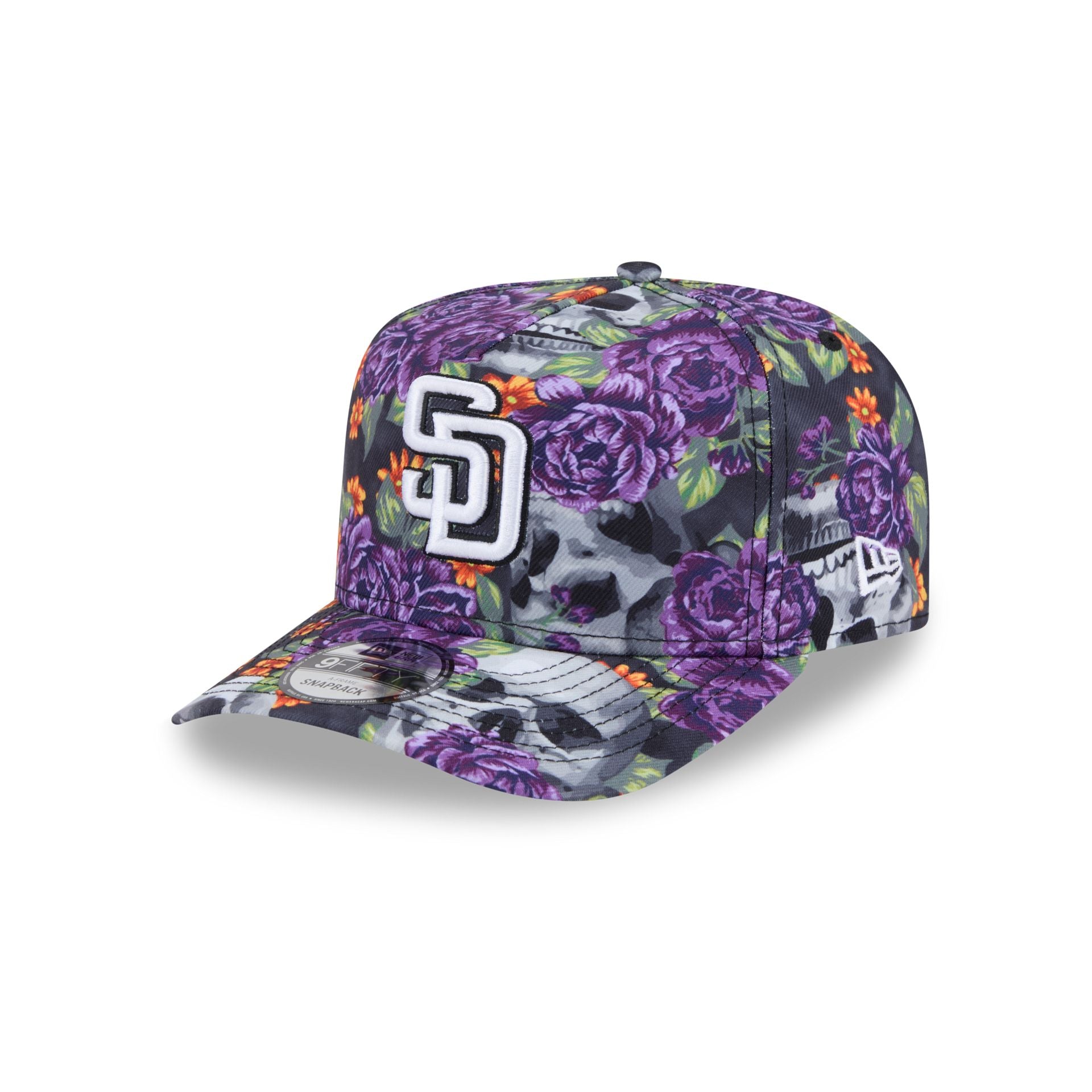 San Diego Padres Day of the Dead Skull & Roses 9FIFTY A-Frame Snapback - Nextgenmallstore