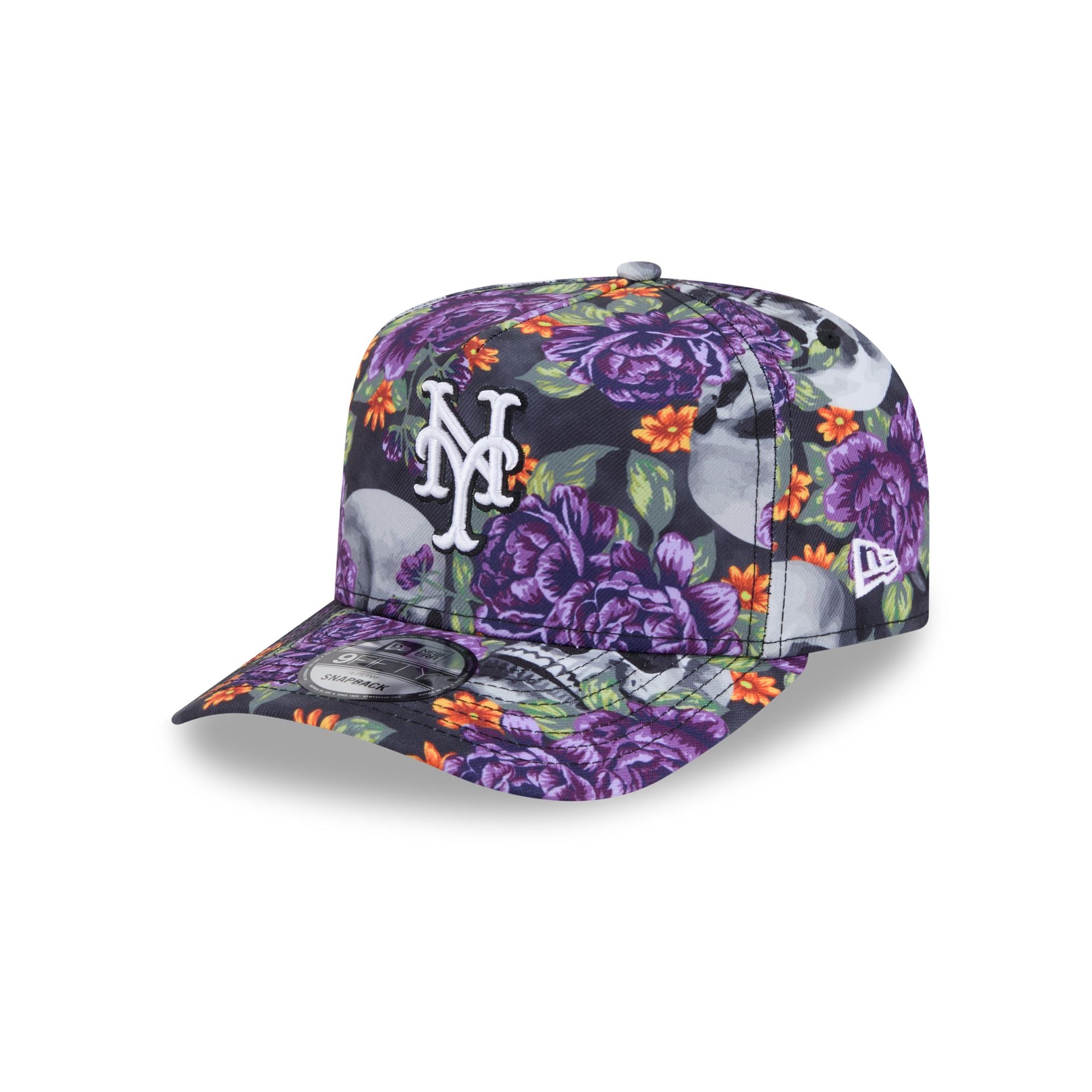 New York Mets Day of the Dead Skull & Roses 9FIFTY A-Frame Snapback - Nextgenmallstore