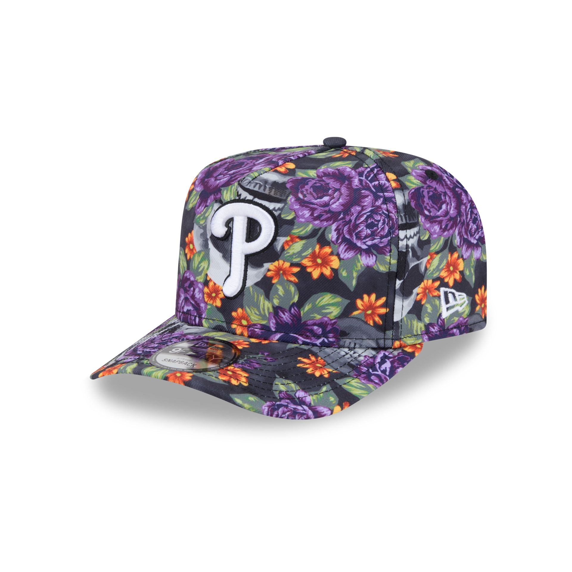 Philadelphia Phillies Day of the Dead Skull & Roses 9FIFTY A-Frame Snapback - Nextgenmallstore
