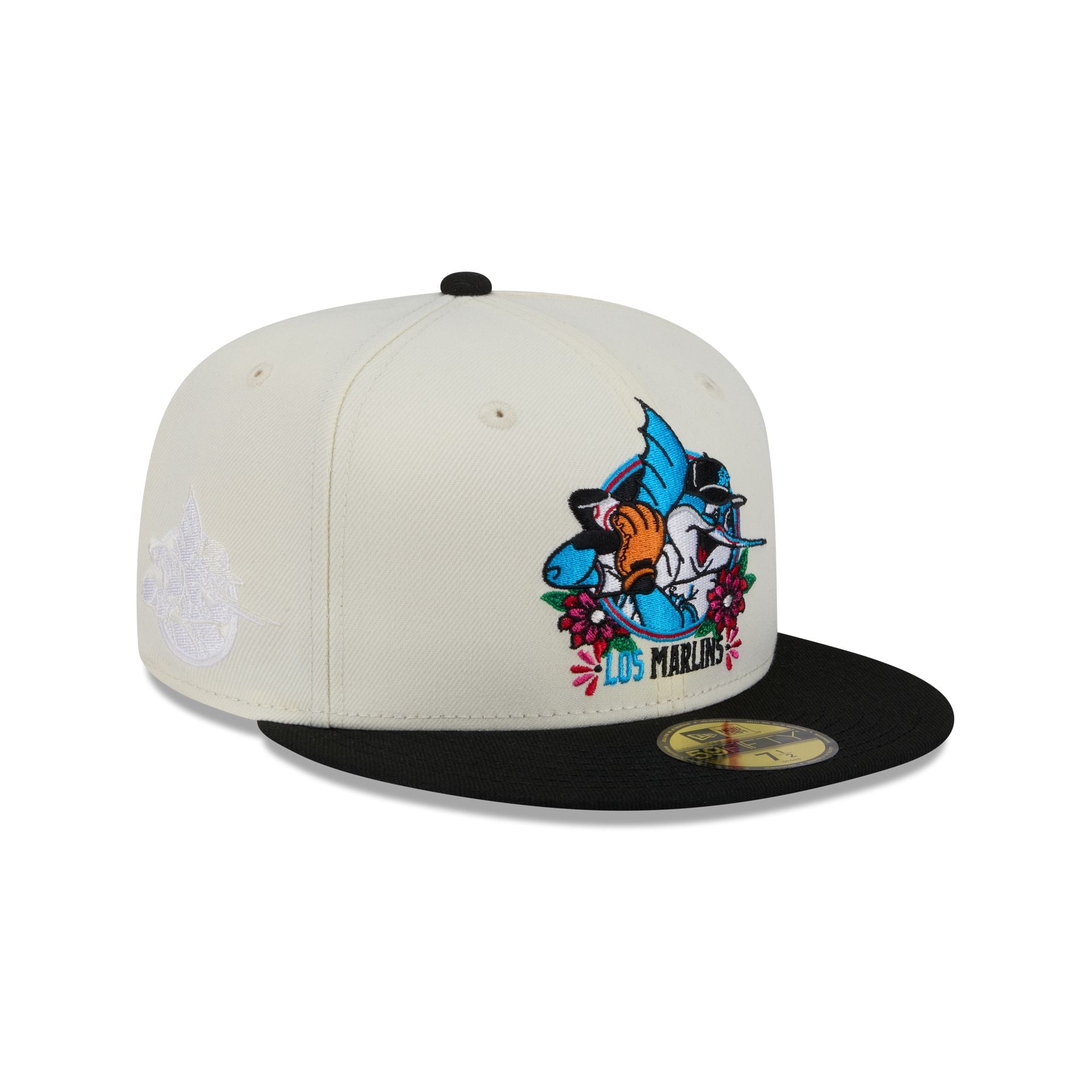 Miami Marlins Day of the Dead Sugar Skull Mascot 59FIFTY Fitted Hat - Nextgenmallstore