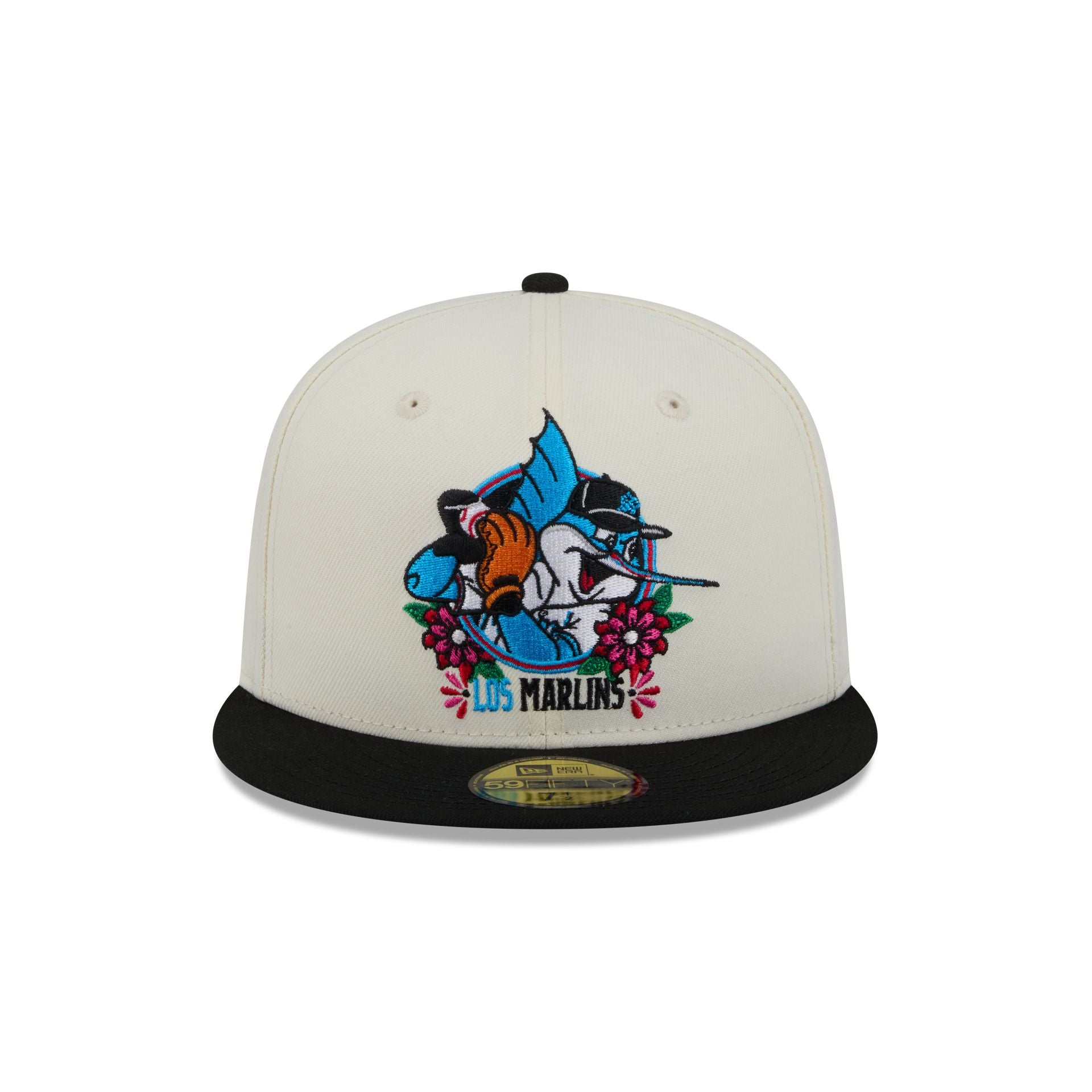 Miami Marlins Day of the Dead Sugar Skull Mascot 59FIFTY Fitted Hat
